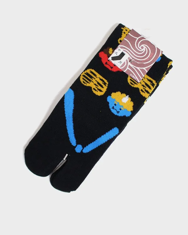 Wa-Modern, Tabi Socks, Crew, Oni, Black and Sky Blue (M/L) sold by Kiriko