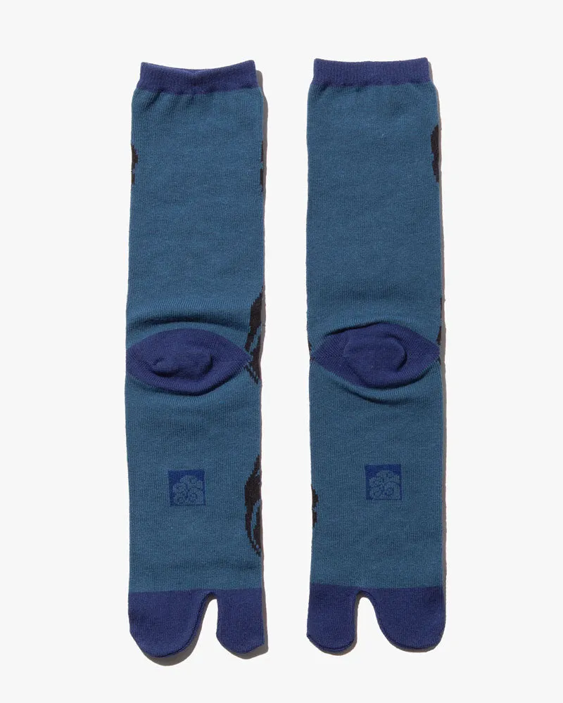 Wa Modern, Tabi Socks, Crew, Mitsudomoe, Teal and Royal Blue (M/L) sold by Kiriko product image thumbnail 3