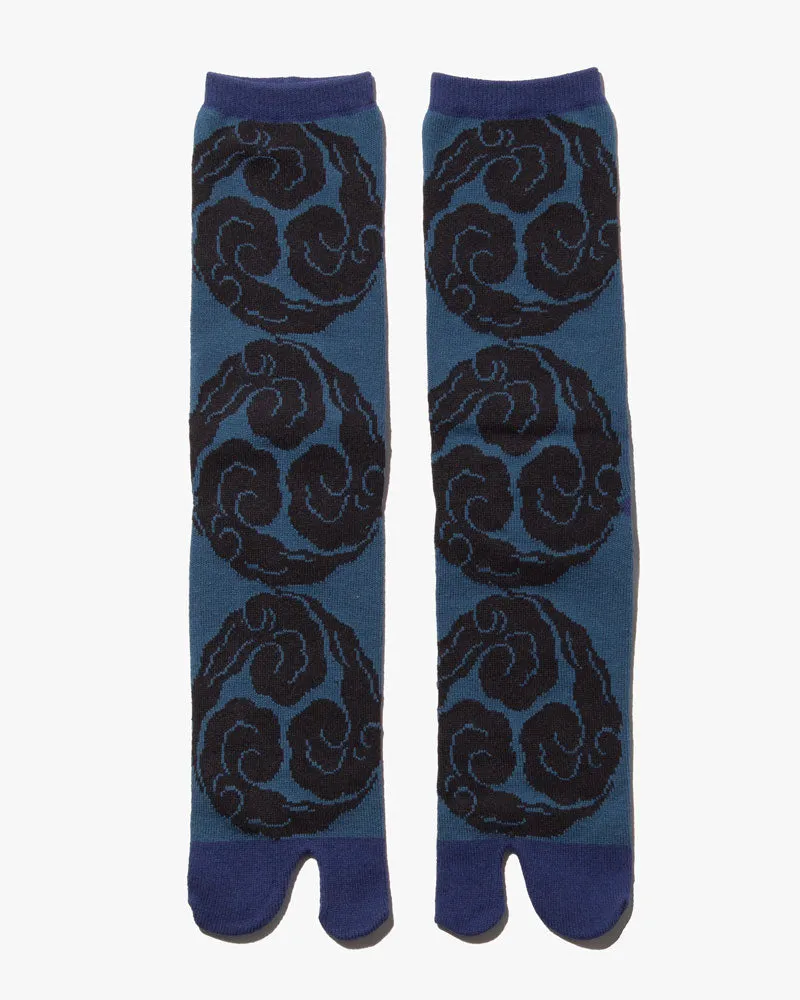 Wa Modern, Tabi Socks, Crew, Mitsudomoe, Teal and Royal Blue (M/L) sold by Kiriko product image thumbnail 2