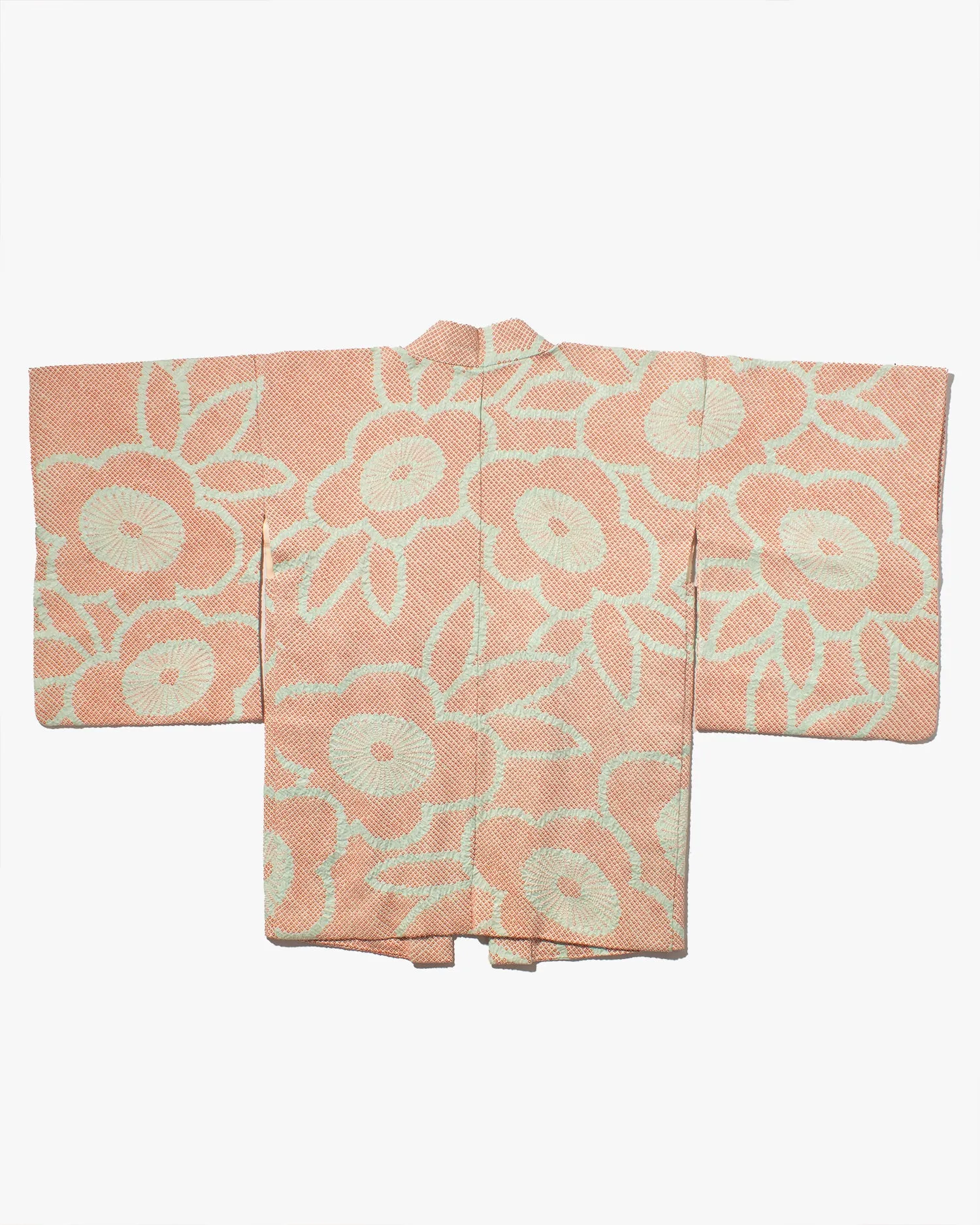 Vintage Haori Jacket, Full Shibori, Pink and Light Blue Flowers sold by Kiriko product image thumbnail 5