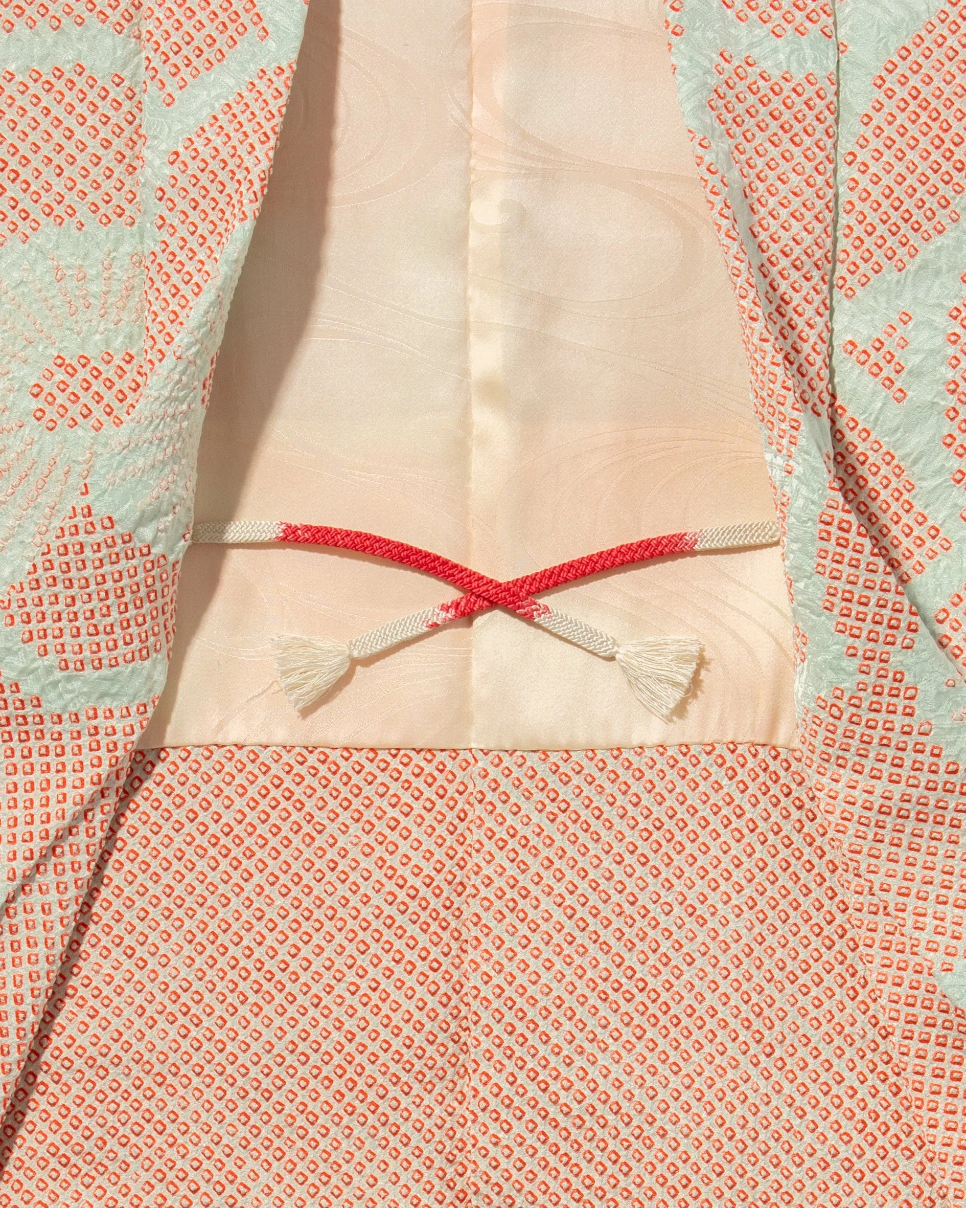 Vintage Haori Jacket, Full Shibori, Pink and Light Blue Flowers sold by Kiriko product image thumbnail 4