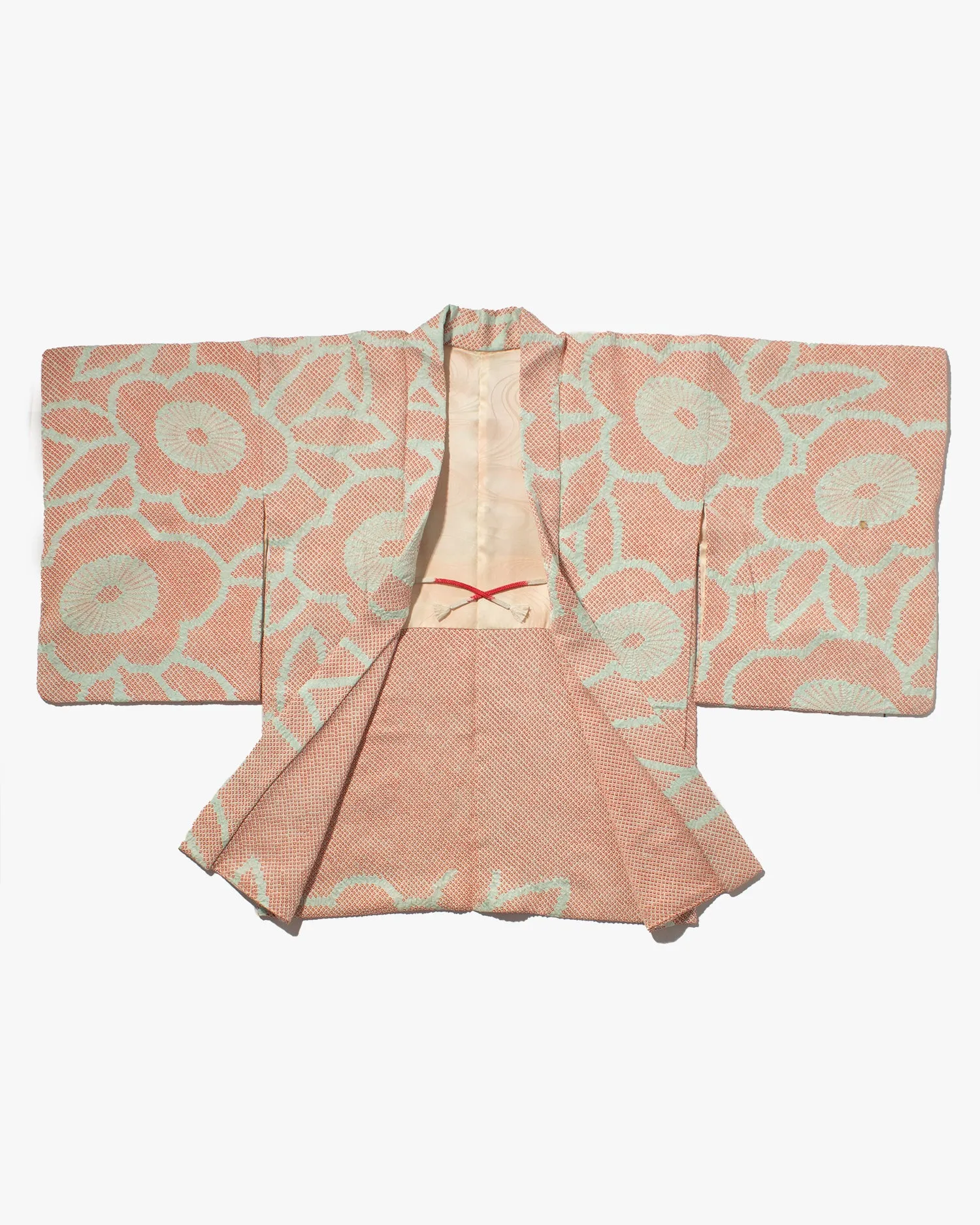Vintage Haori Jacket, Full Shibori, Pink and Light Blue Flowers sold by Kiriko product image thumbnail 3