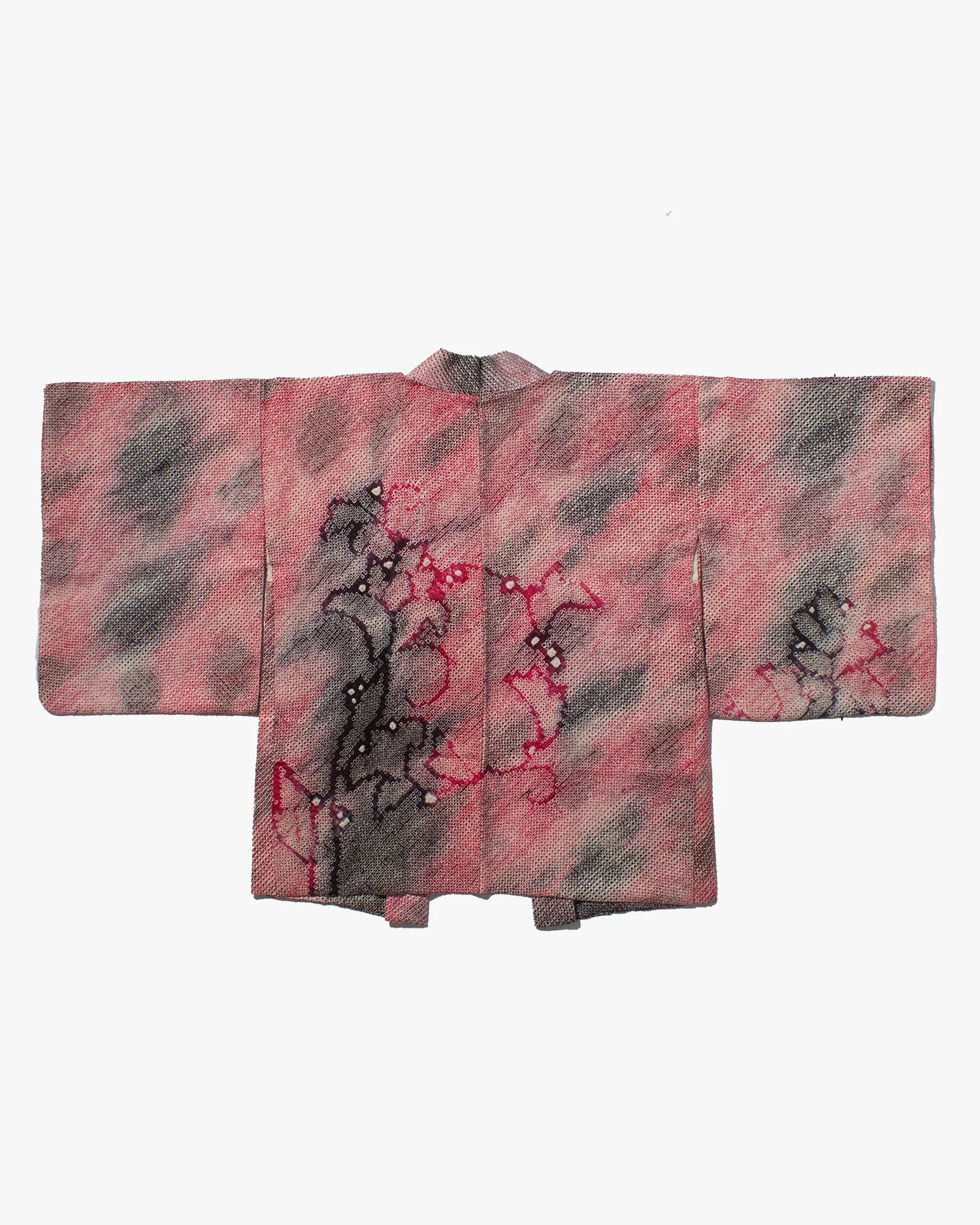 Vintage Haori Jacket, Full Shibori, Black and Red Gradient with Flowers sold by Kiriko product image thumbnail 5