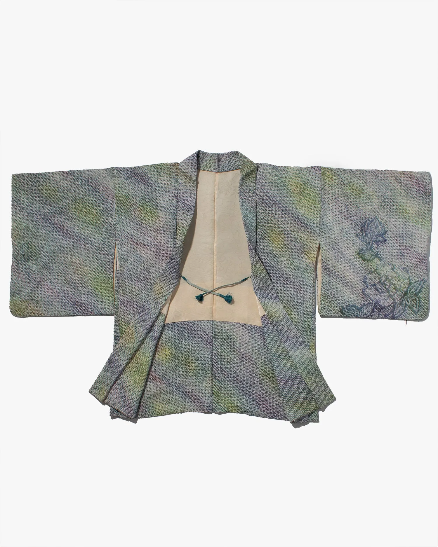 Vintage Haori Jacket, Full Shibori, Cool Gradient with Roses sold by Kiriko product image thumbnail 3