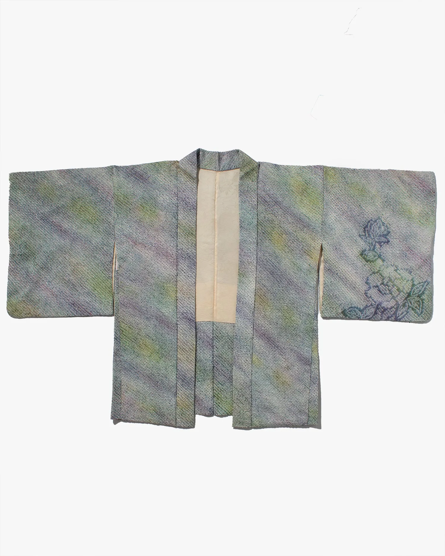 Vintage Haori Jacket, Full Shibori, Cool Gradient with Roses sold by Kiriko