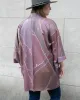 Vintage Haori Jacket, Light Purple with Mauve and Gray Abstract  Leaves sold by Kiriko