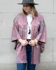 Vintage Haori Jacket, Light Purple with Mauve and Gray Abstract  Leaves sold by Kiriko