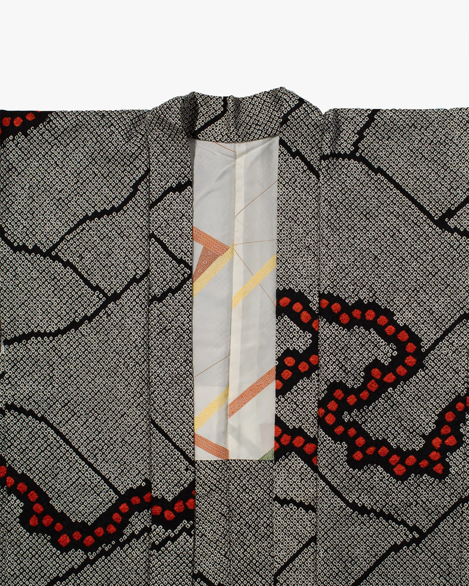 Vintage Haori Jacket, Full Shibori, Black with Red Dotted Clouds sold by Kiriko product image thumbnail 2