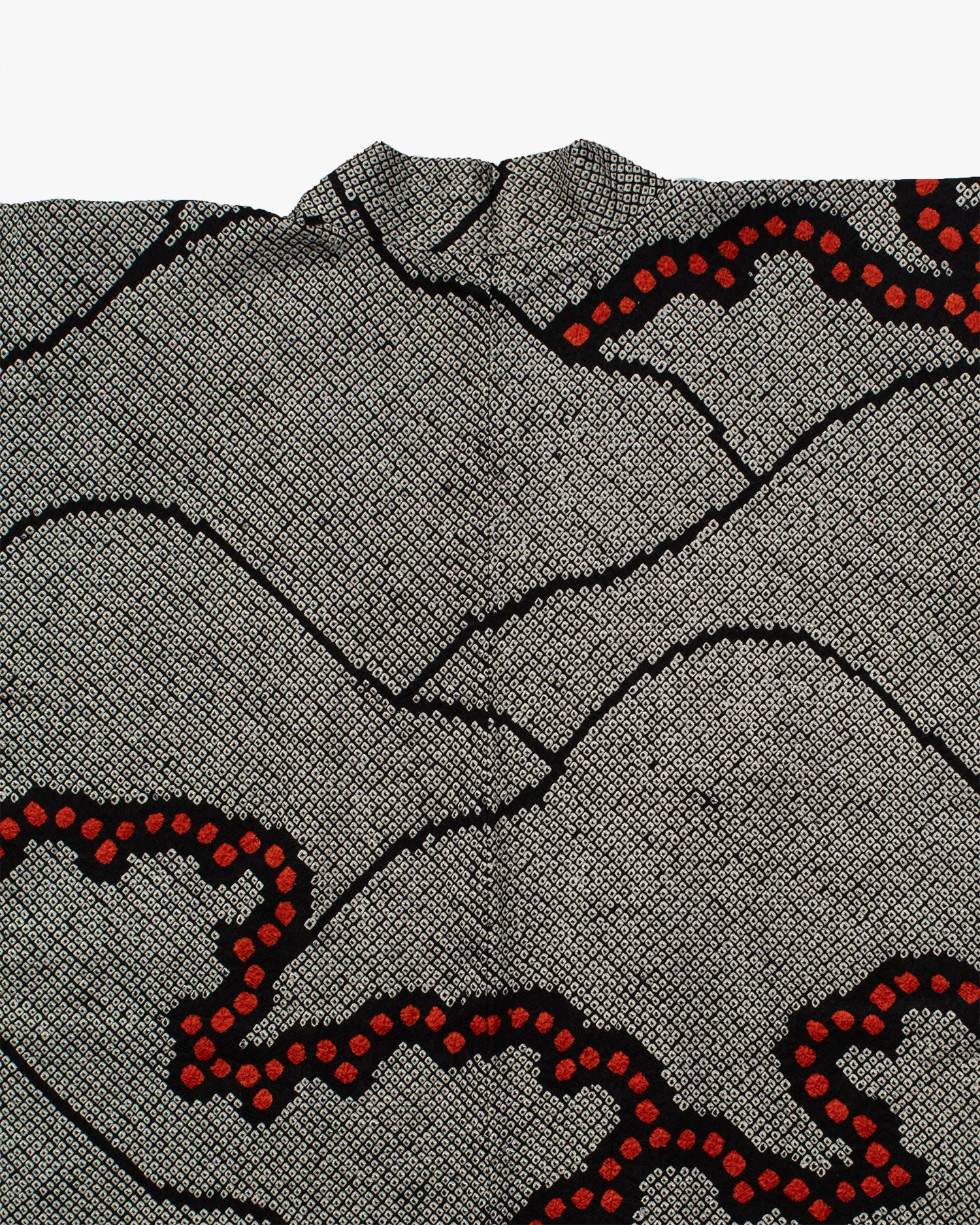 Vintage Haori Jacket, Full Shibori, Black with Red Dotted Clouds sold by Kiriko product image thumbnail 5