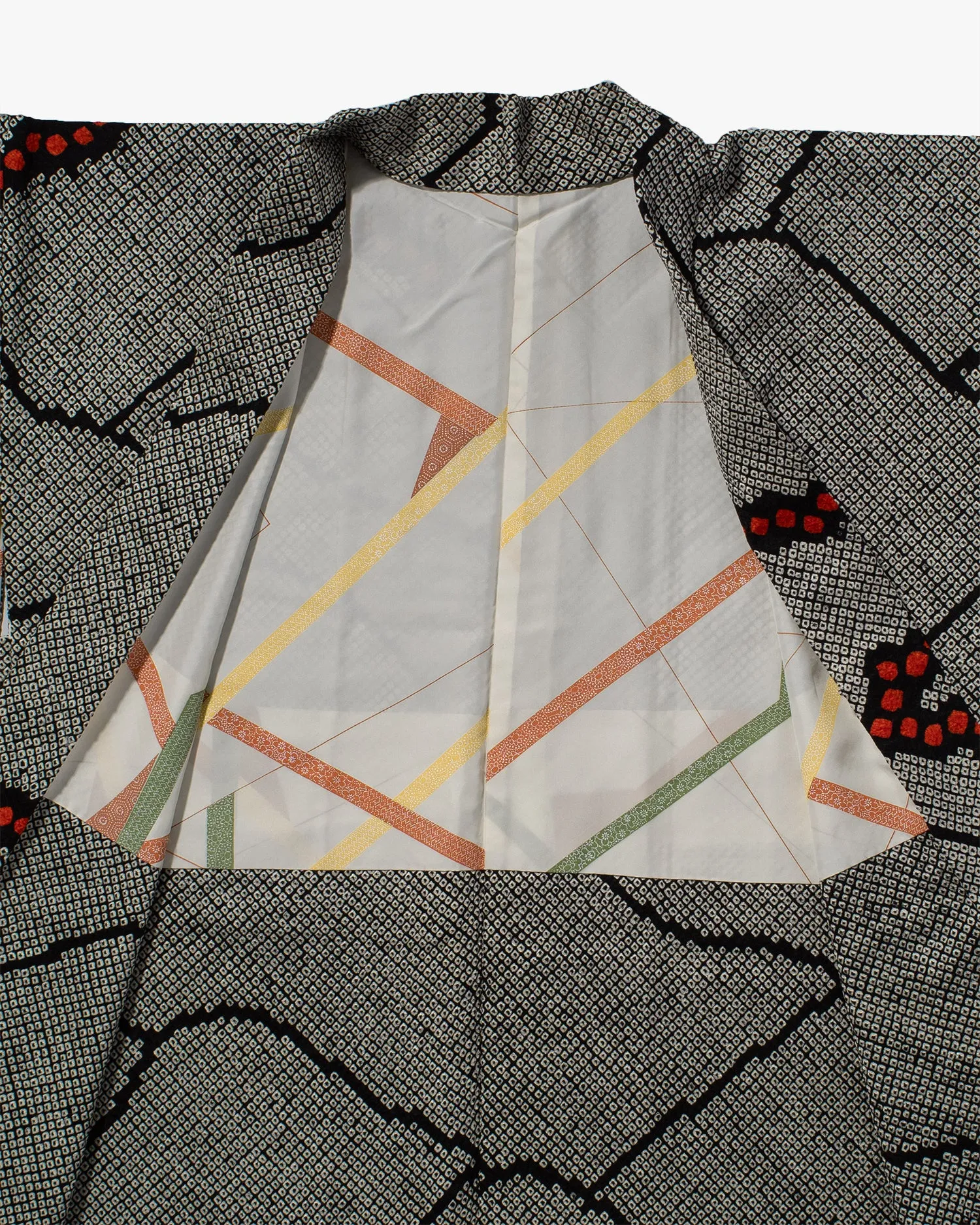 Vintage Haori Jacket, Full Shibori, Black with Red Dotted Clouds sold by Kiriko product image thumbnail 3