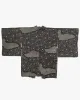 Vintage Haori Jacket, Full Shibori, Black with Spiraled Daisies sold by Kiriko