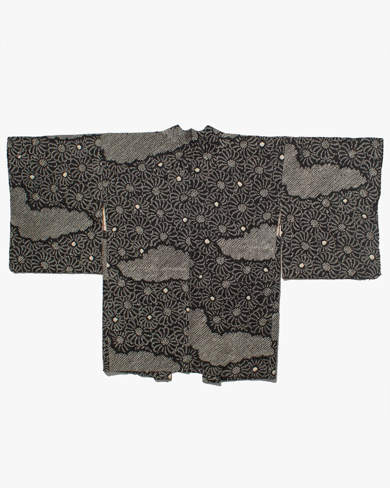 Vintage Haori Jacket, Full Shibori, Black with Spiraled Daisies sold by Kiriko product image thumbnail 3