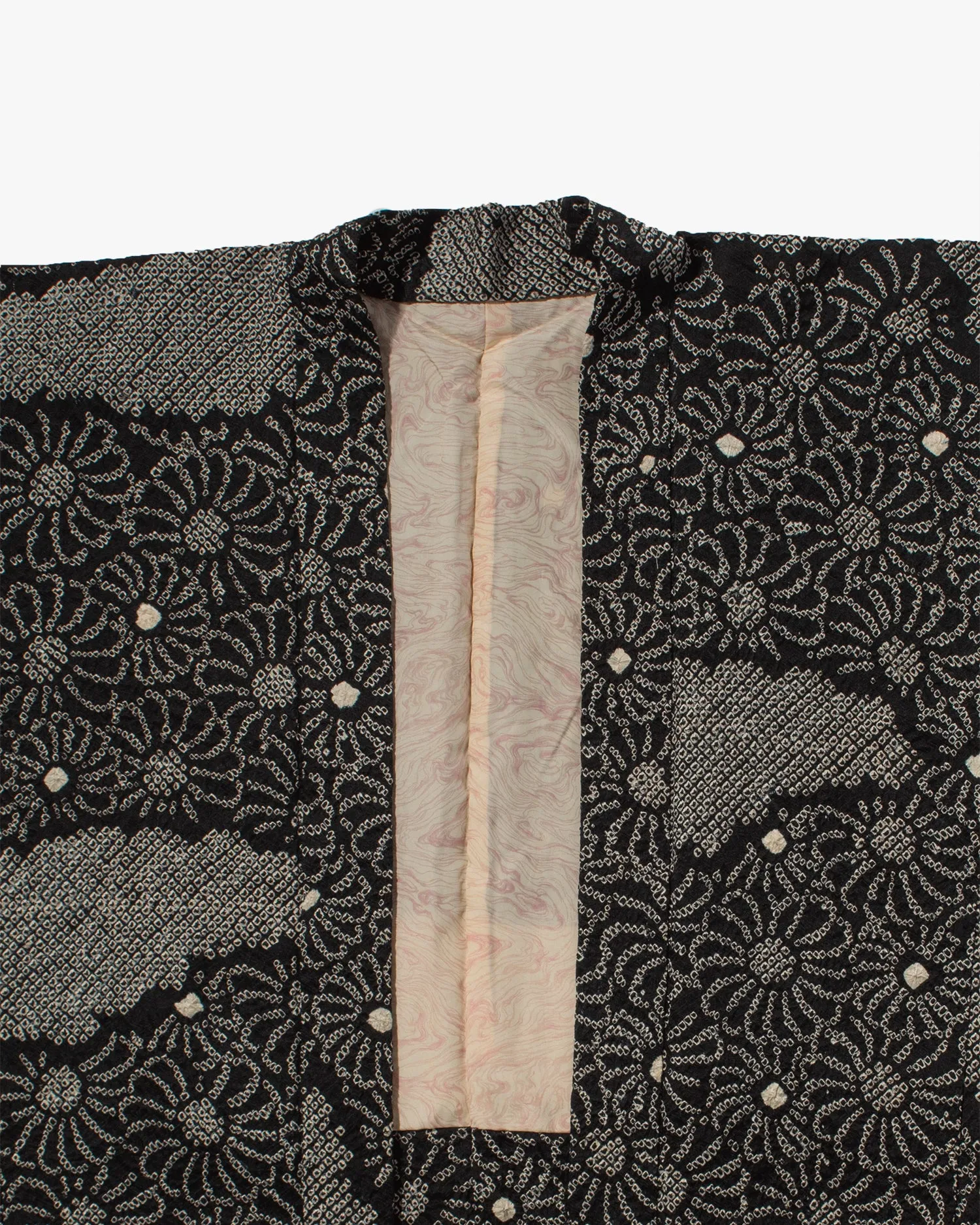 Vintage Haori Jacket, Full Shibori, Black with Spiraled Daisies sold by Kiriko product image thumbnail 2