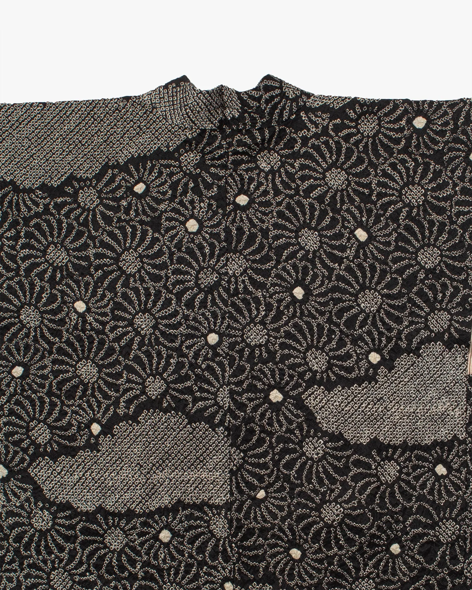 Vintage Haori Jacket, Full Shibori, Black with Spiraled Daisies sold by Kiriko product image thumbnail 4