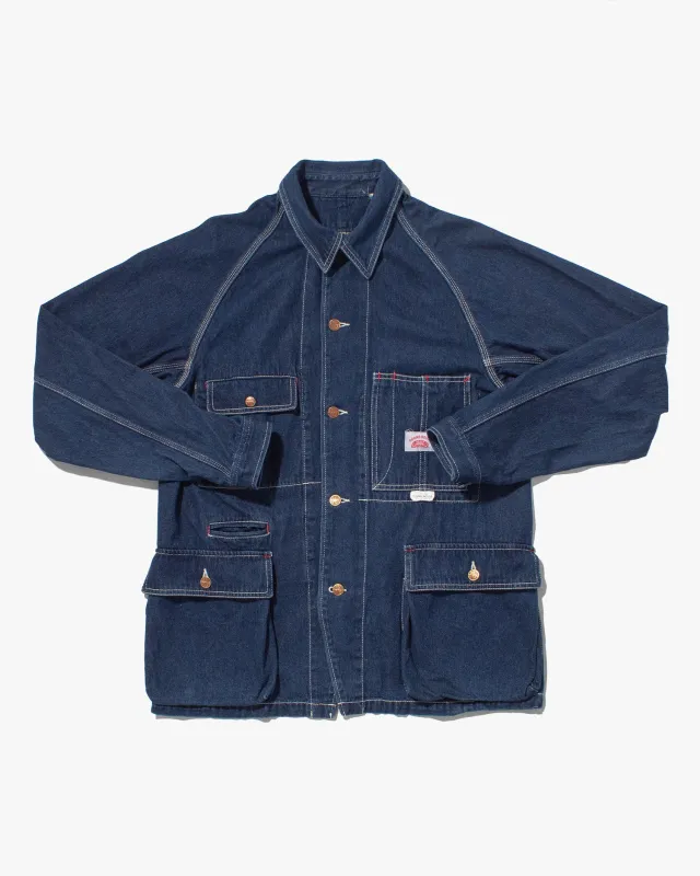 Japanese Repro Coverall Denim Chore Coat, Roundhouse Brand - L sold by Kiriko