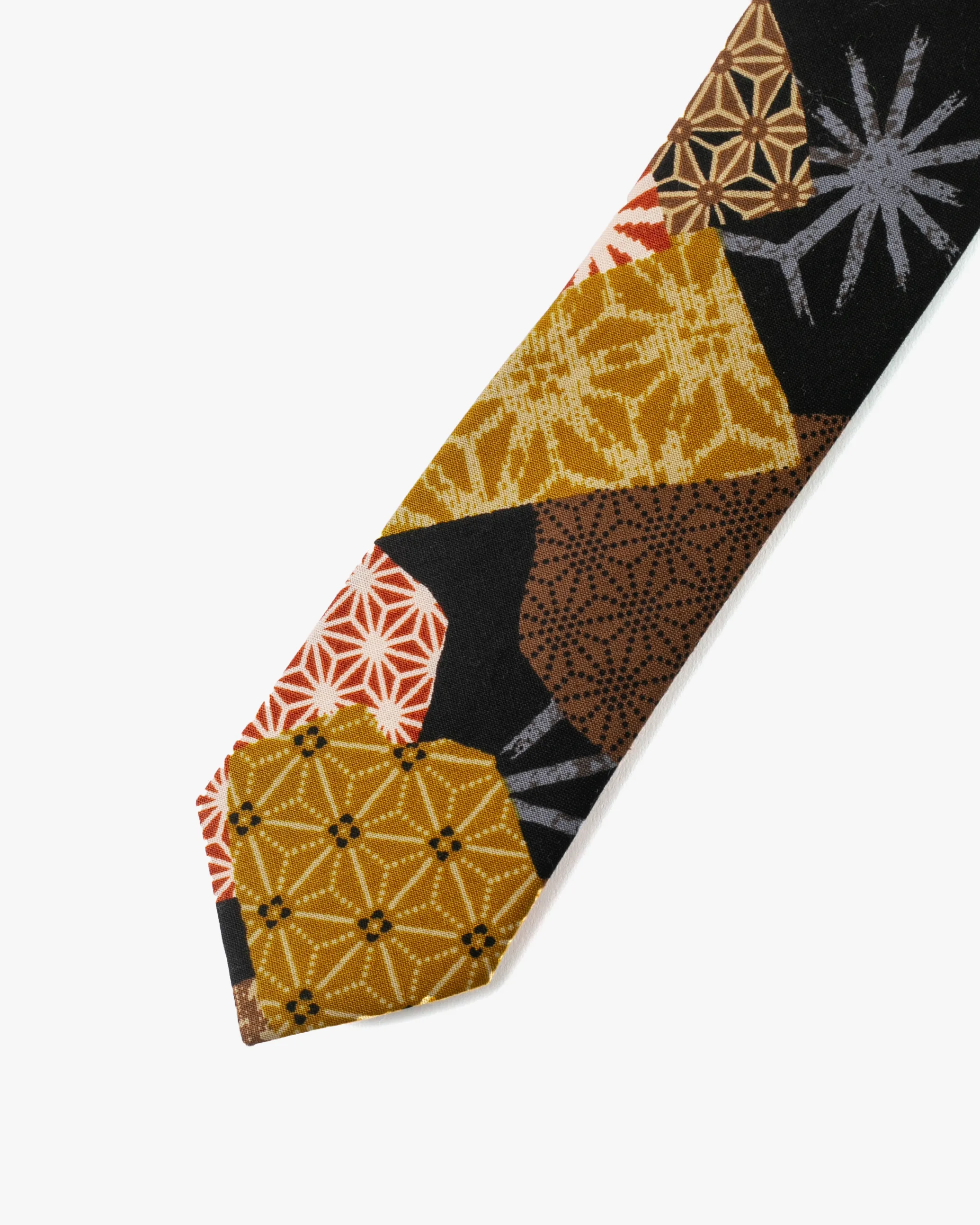 Kiriko Original Tie, Classic, Burnt Orange & Golden Yellow Patchwork Style sold by Kiriko product image thumbnail 2