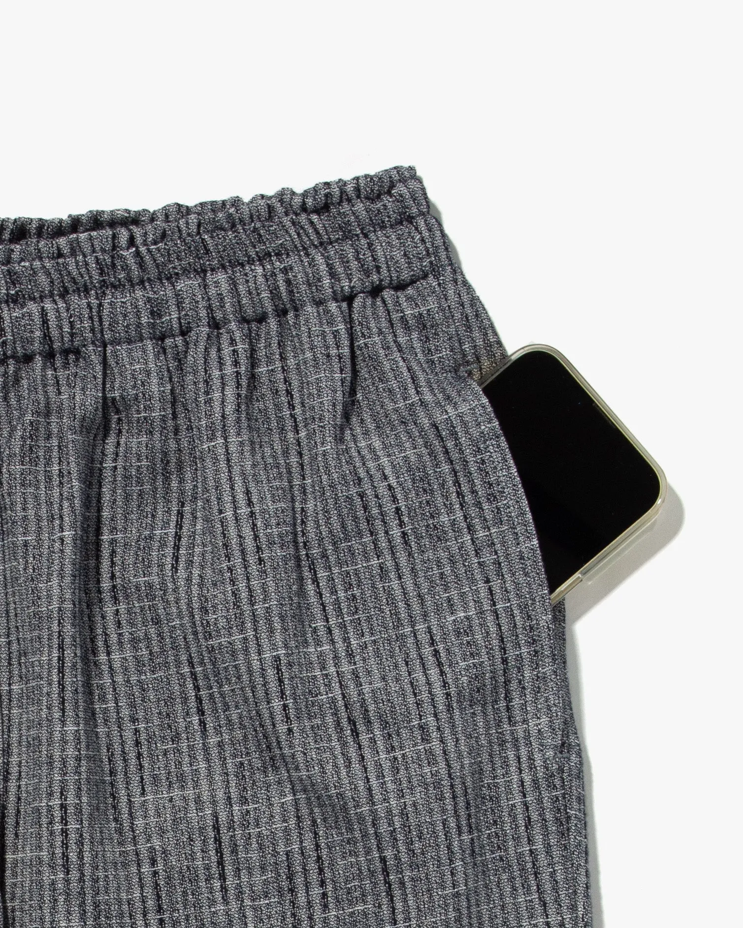 Kiriko x TOK, Cropped Drawstring Pants, Grey Nashiji Shima sold by Kiriko product image thumbnail 3