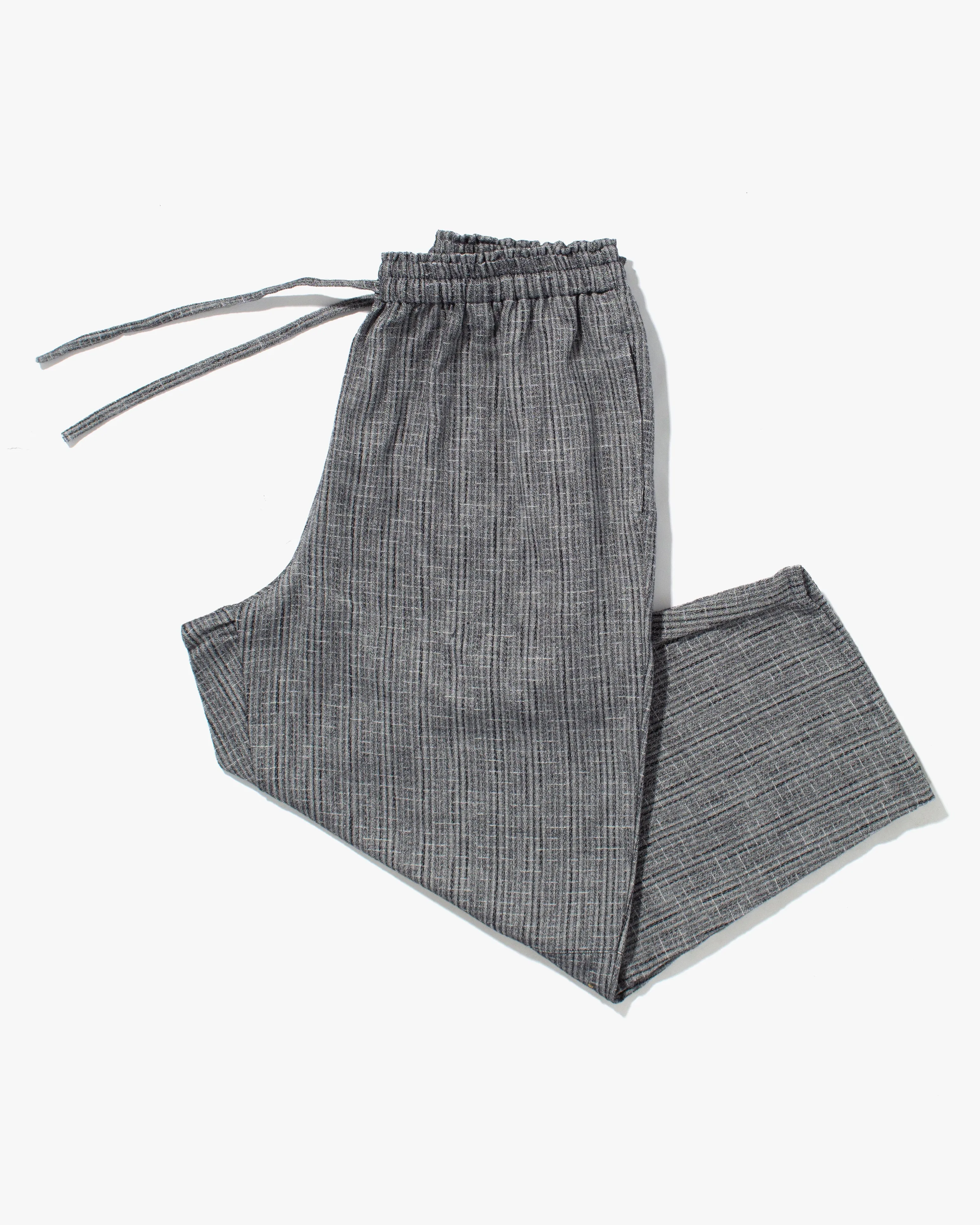 Kiriko x TOK, Cropped Drawstring Pants, Grey Nashiji Shima sold by Kiriko product image thumbnail 4