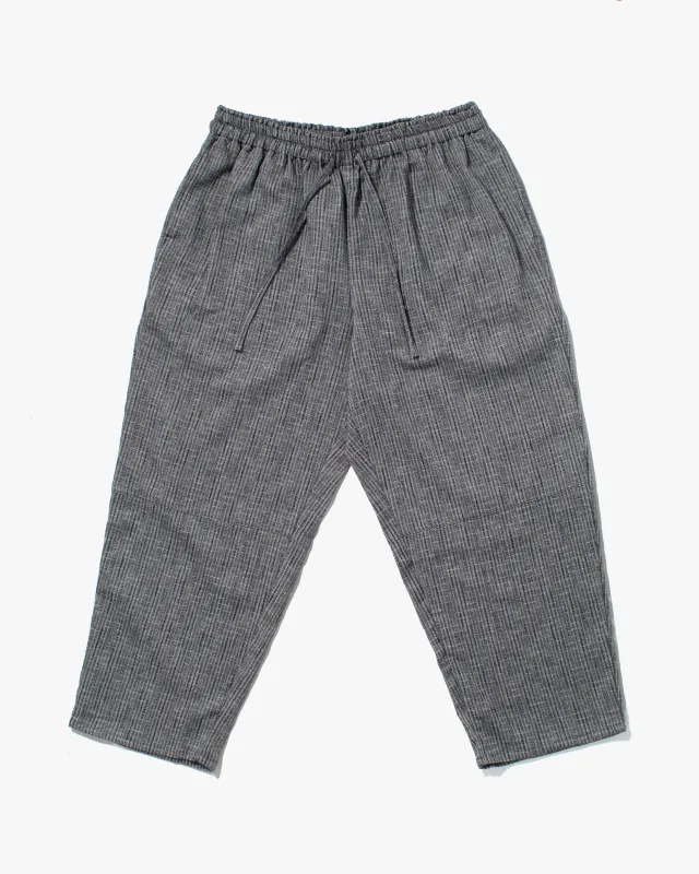 Kiriko x TOK, Cropped Drawstring Pants, Grey Nashiji Shima sold by Kiriko