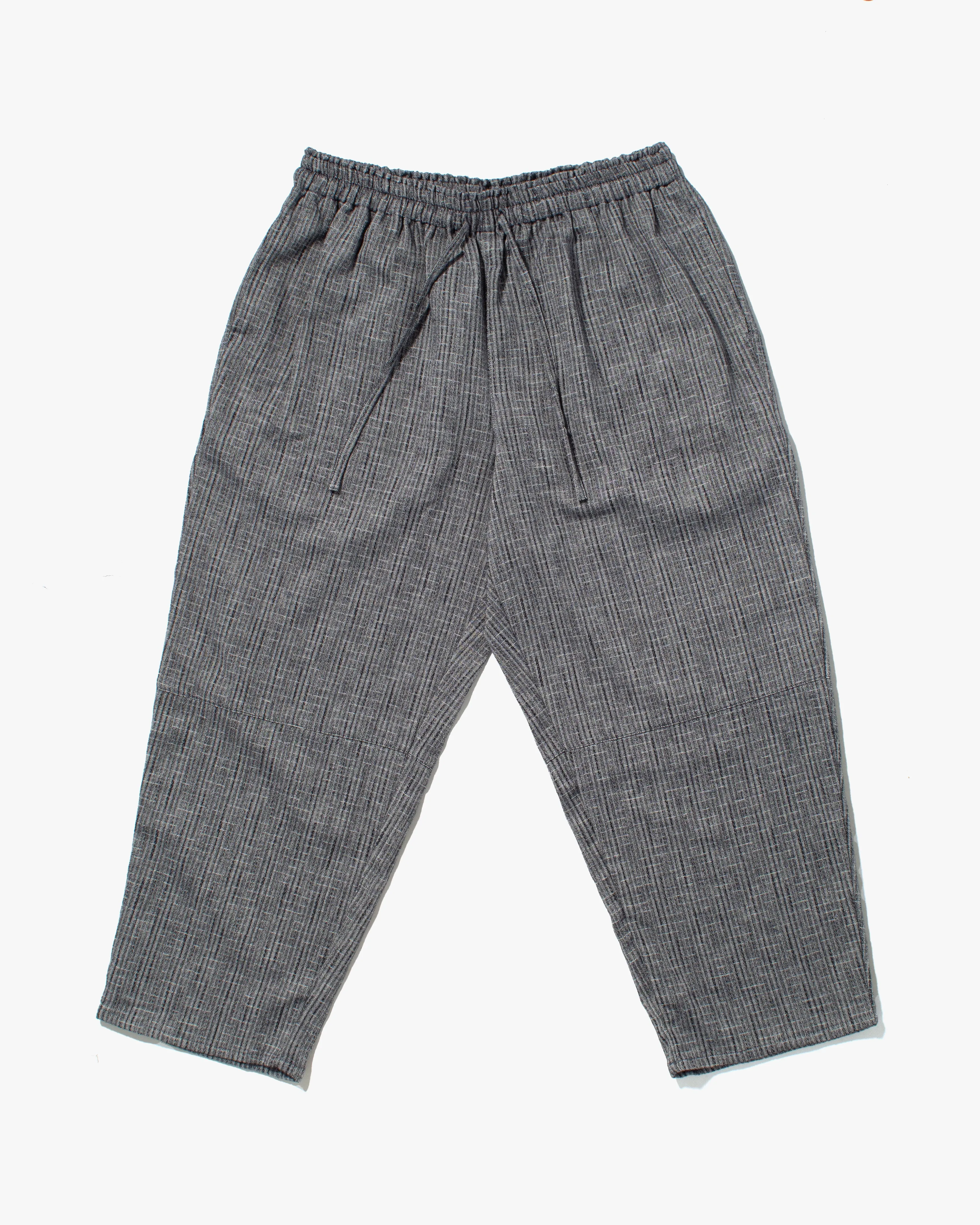 Kiriko x TOK, Cropped Drawstring Pants, Grey Nashiji Shima sold by Kiriko