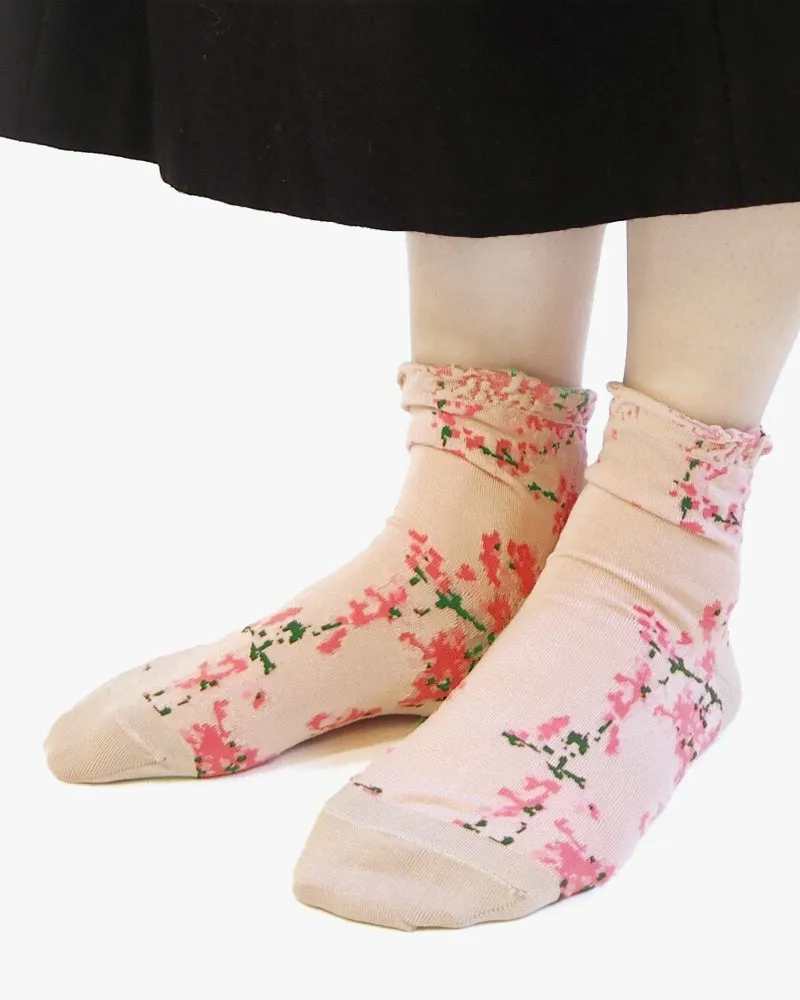 Debby Co., Ankle Socks, Andé Collection, Pink Floral sold by Kiriko product image thumbnail 3