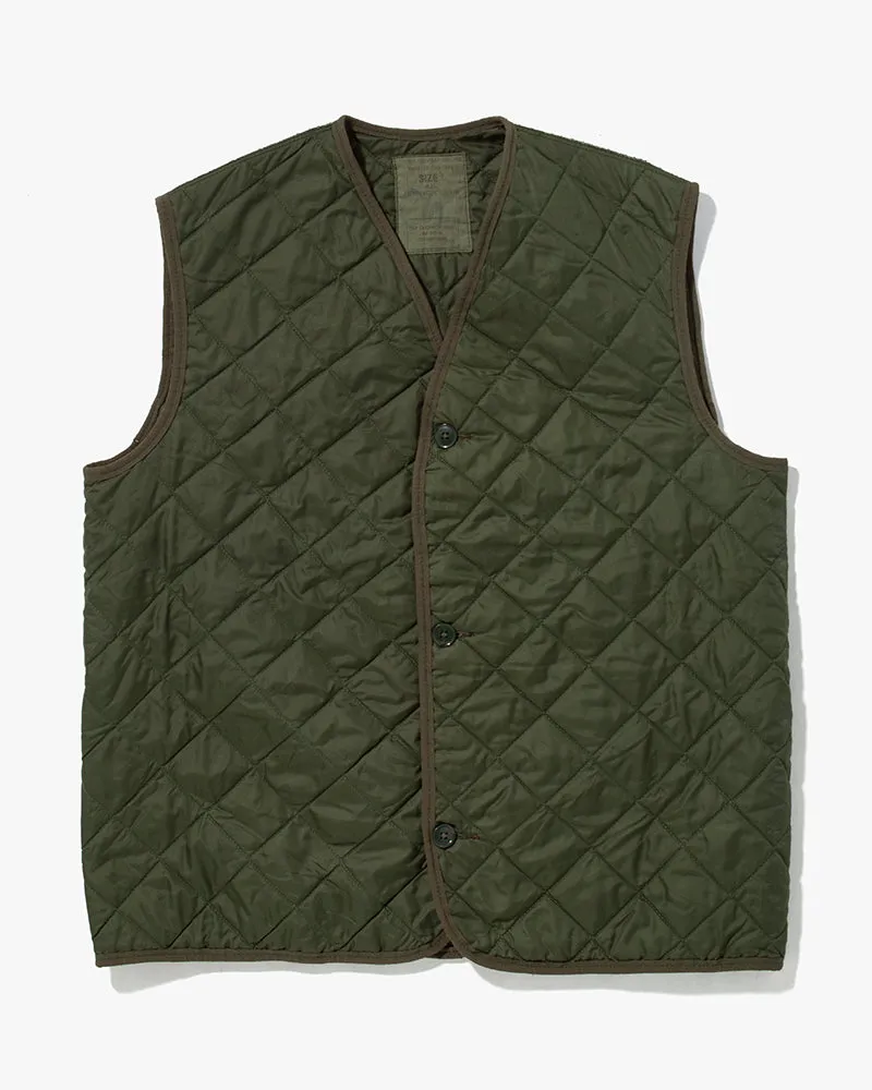 US Vintage Quilted Liner Vest, Unknown Brand, Forest Green with Green Accents - 1 sold by Kiriko