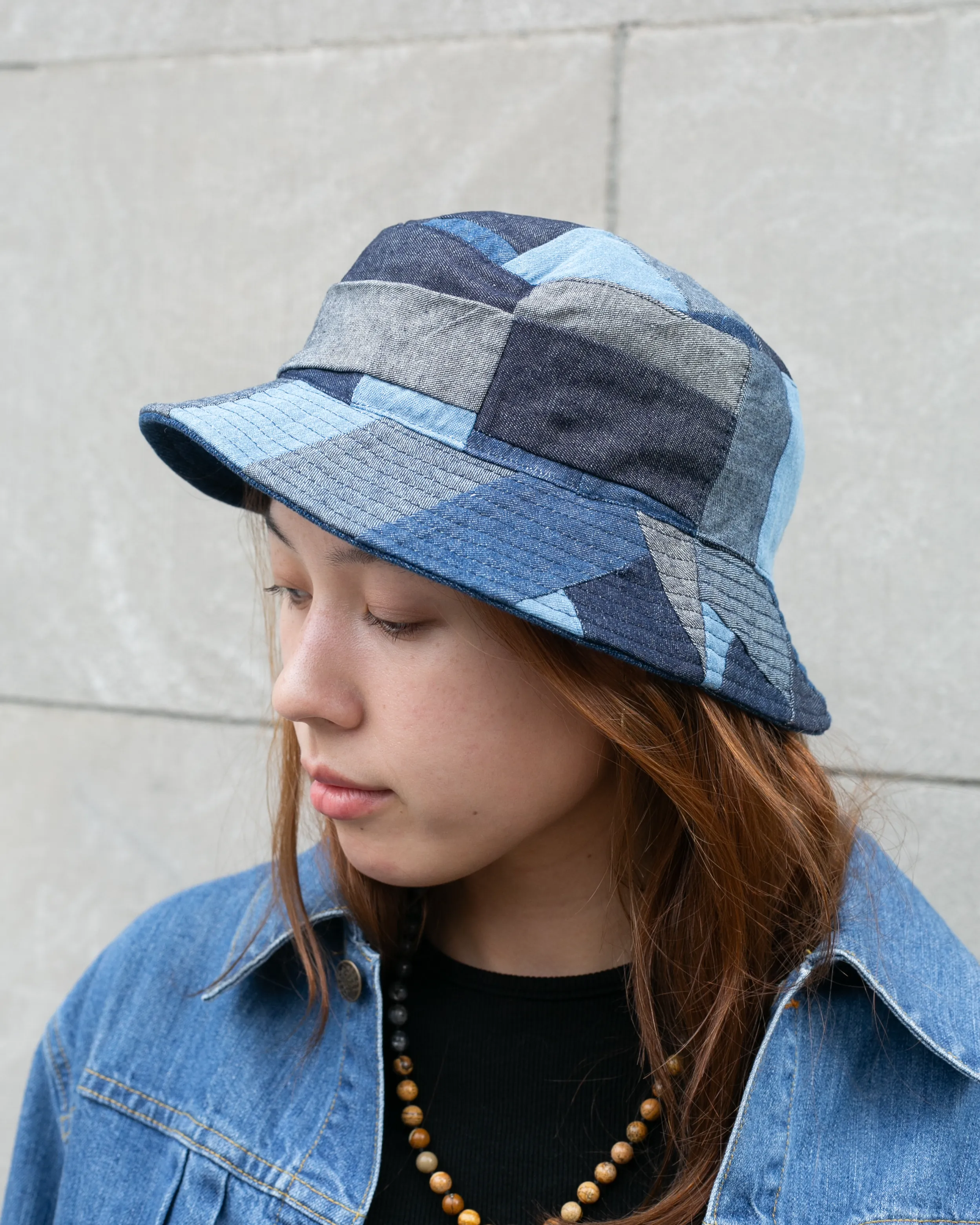 Kiriko Original Bucket Hat, Reversible, Patched Dark Denim sold by Kiriko