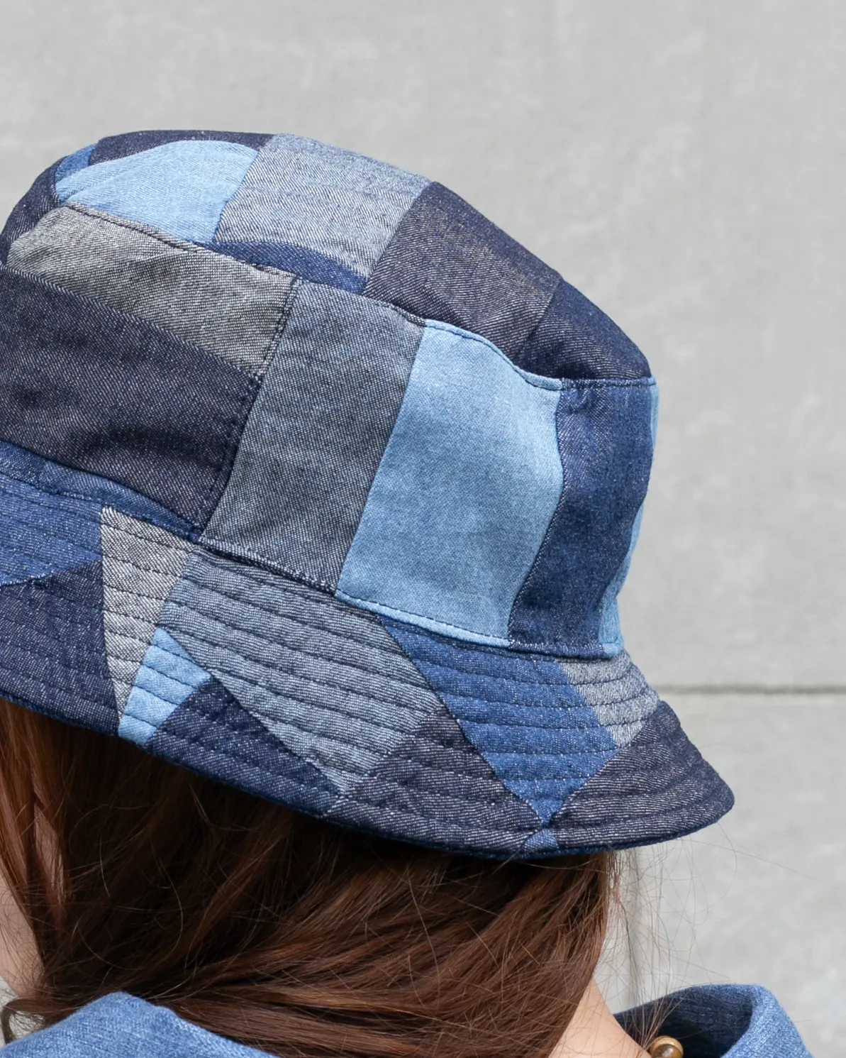 Kiriko Original Bucket Hat, Reversible, Patched Dark Denim sold by Kiriko product image thumbnail 5