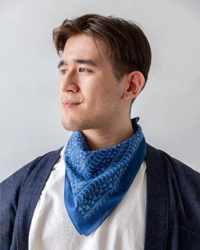 Aizawa Lightweight Indigo Bandana, Multi-pattern Dots sold by Kiriko product image thumbnail 2