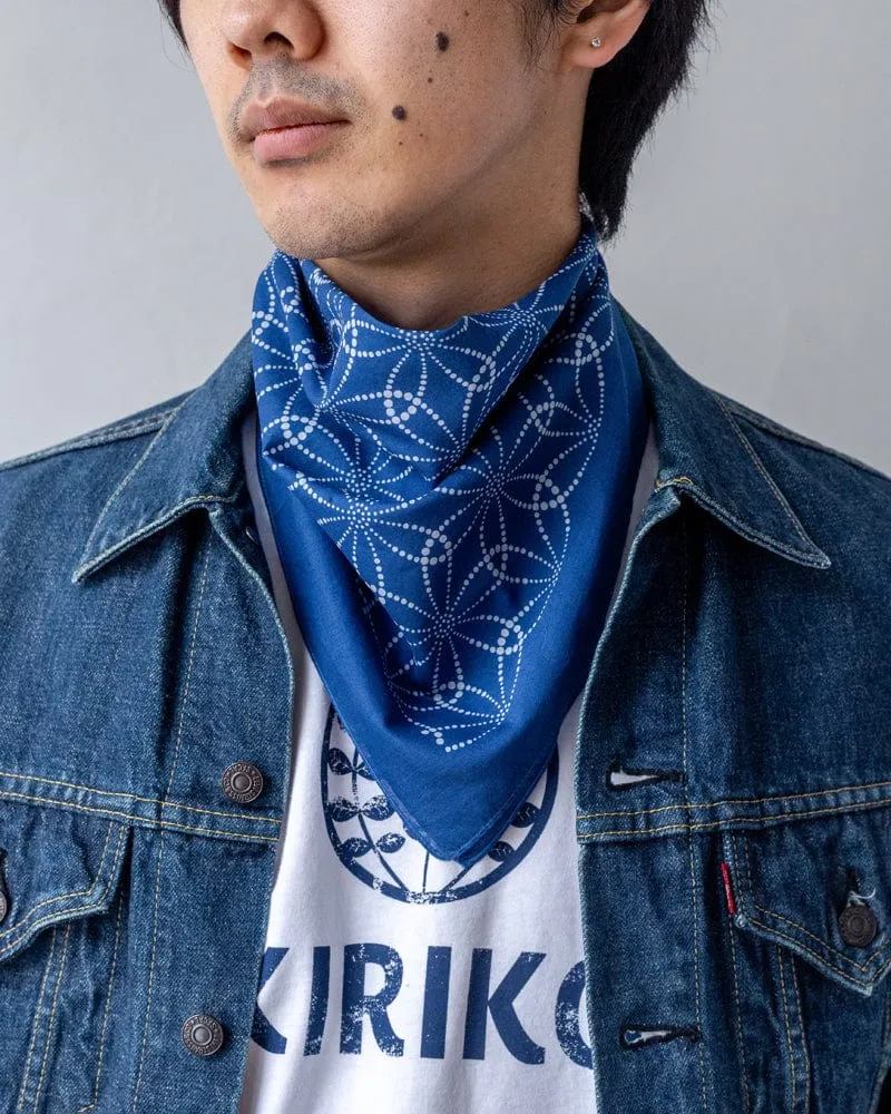 Aizawa Lightweight Indigo Bandana, Shippou Dots sold by Kiriko