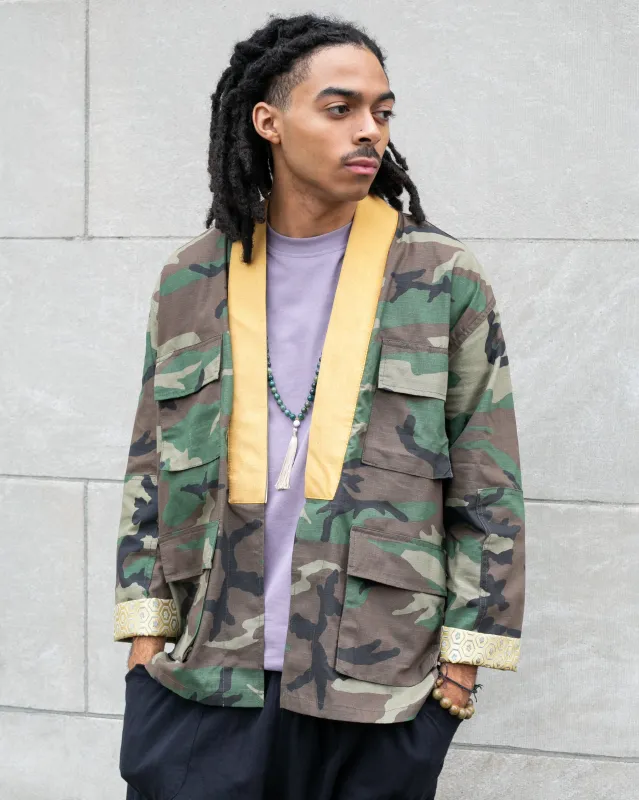 Kiriko Custom Military Jacket, Camo Patched, Geometric Multi Pattern sold by Kiriko