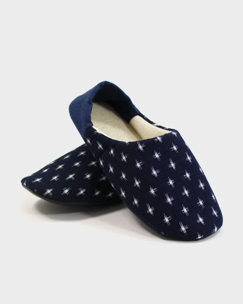 ToK Women's Babouche, Indigo Cross Kasuri with Indigo Heel sold by Kiriko product image thumbnail 4