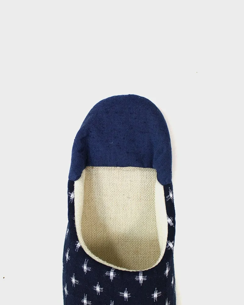 ToK Women's Babouche, Indigo Cross Kasuri with Indigo Heel sold by Kiriko product image thumbnail 3