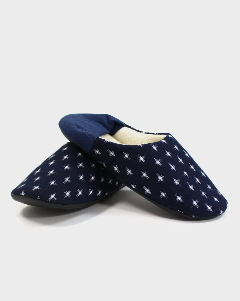 ToK Women's Babouche, Indigo Cross Kasuri with Indigo Heel sold by Kiriko product image thumbnail 5