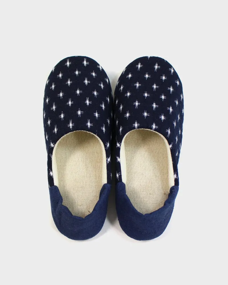 ToK Women's Babouche, Indigo Cross Kasuri with Indigo Heel sold by Kiriko product image thumbnail 2