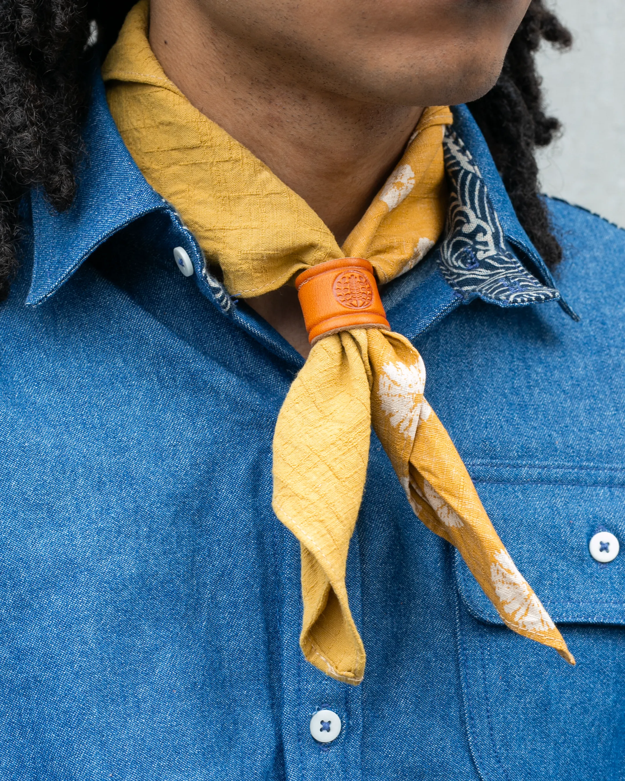 Kiriko Original Bandana, Split, Kicha with Kumo Shibori and Kicha Crinkled Slub sold by Kiriko