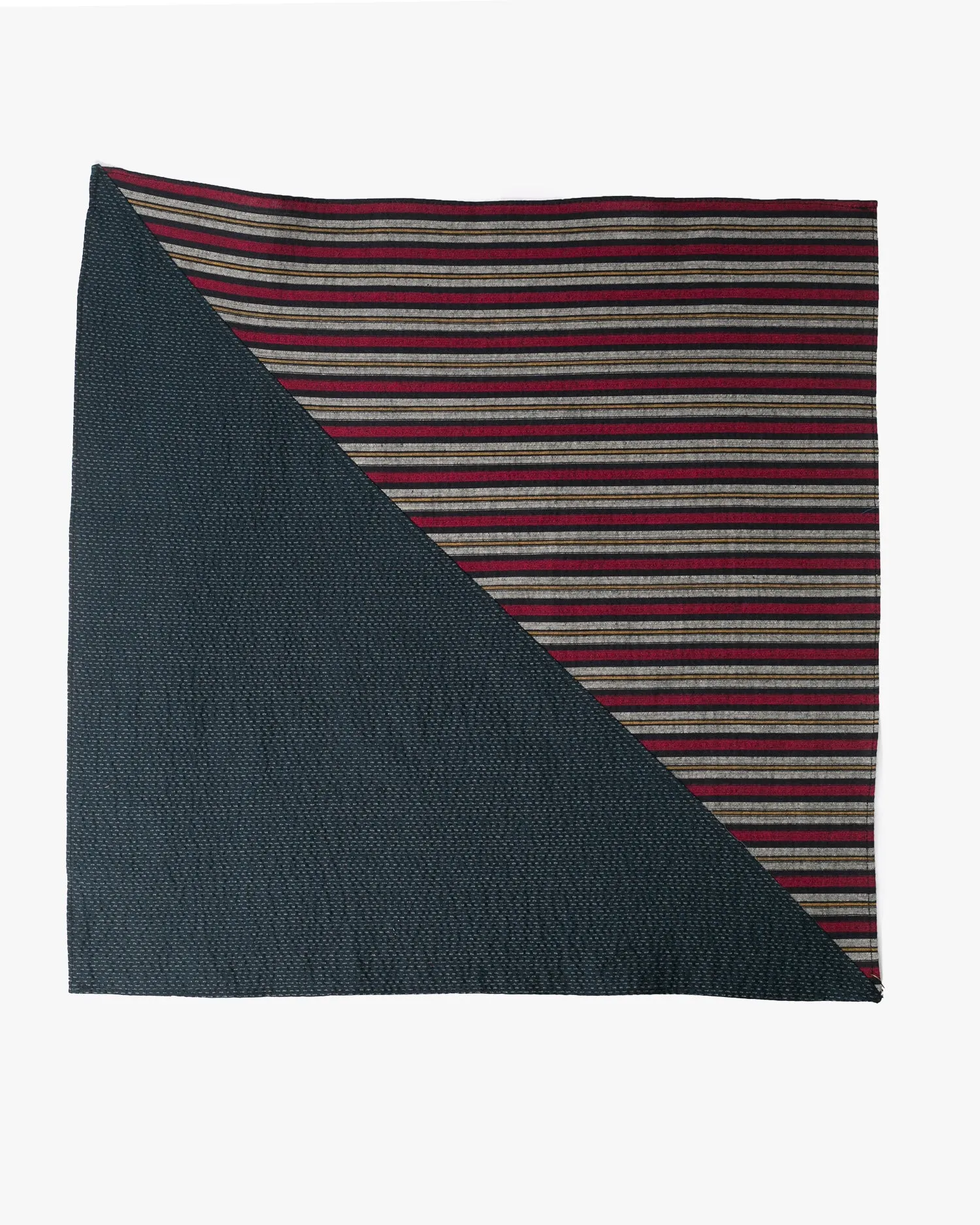 Kiriko Original Bandana, Split, Variated Red Shima with Dotted Indigo Seersucker sold by Kiriko product image thumbnail 3