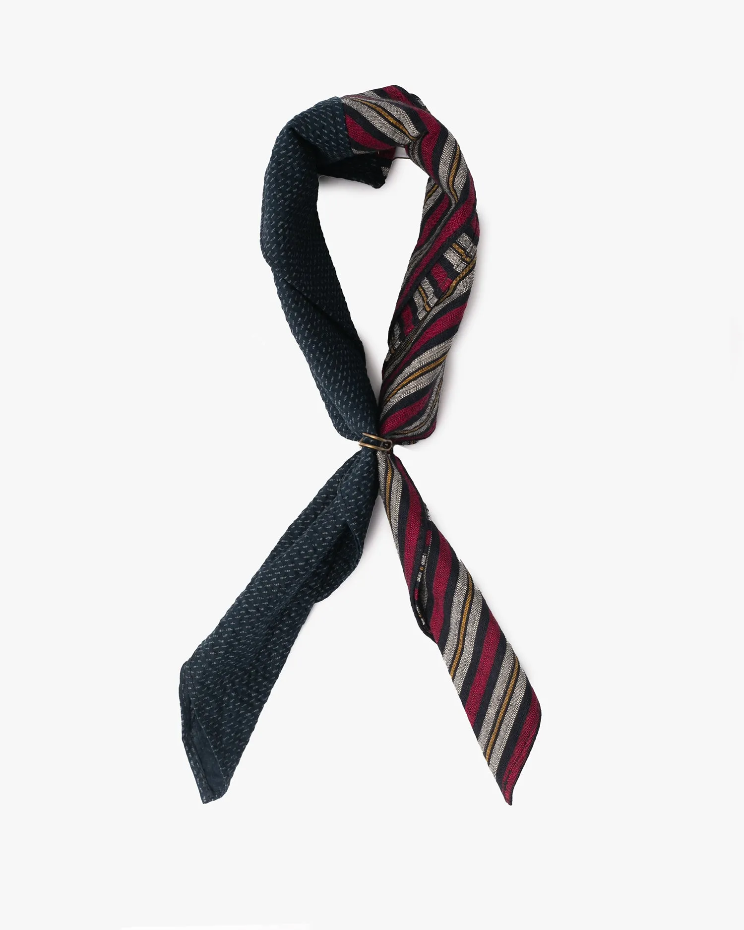 Kiriko Original Bandana, Split, Variated Red Shima with Dotted Indigo Seersucker sold by Kiriko product image thumbnail 4