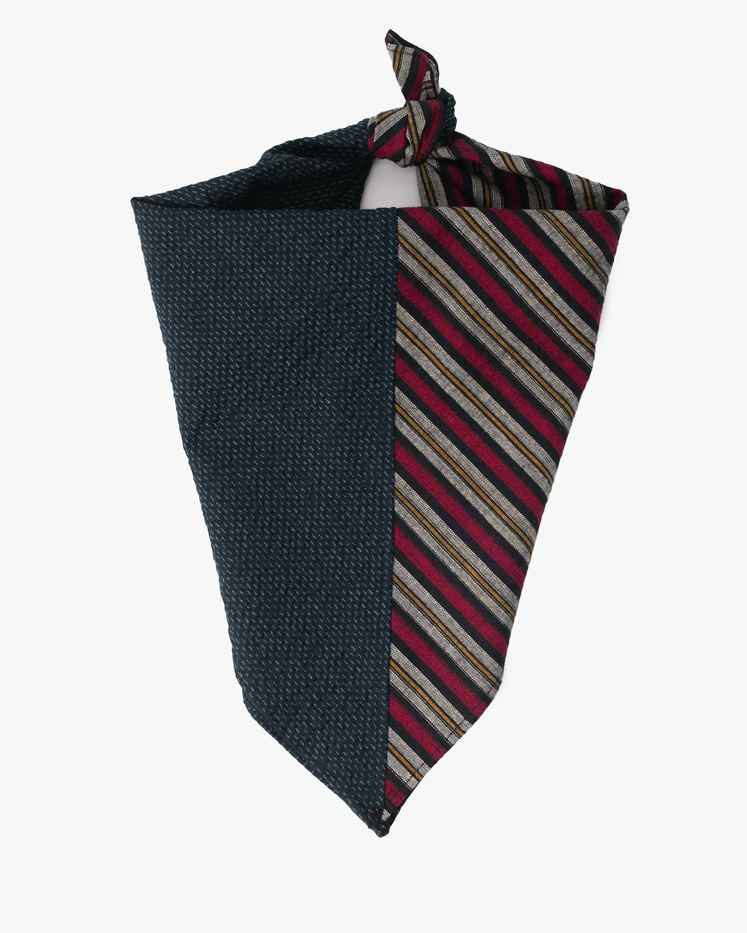 Kiriko Original Bandana, Split, Variated Red Shima with Dotted Indigo Seersucker sold by Kiriko product image thumbnail 2