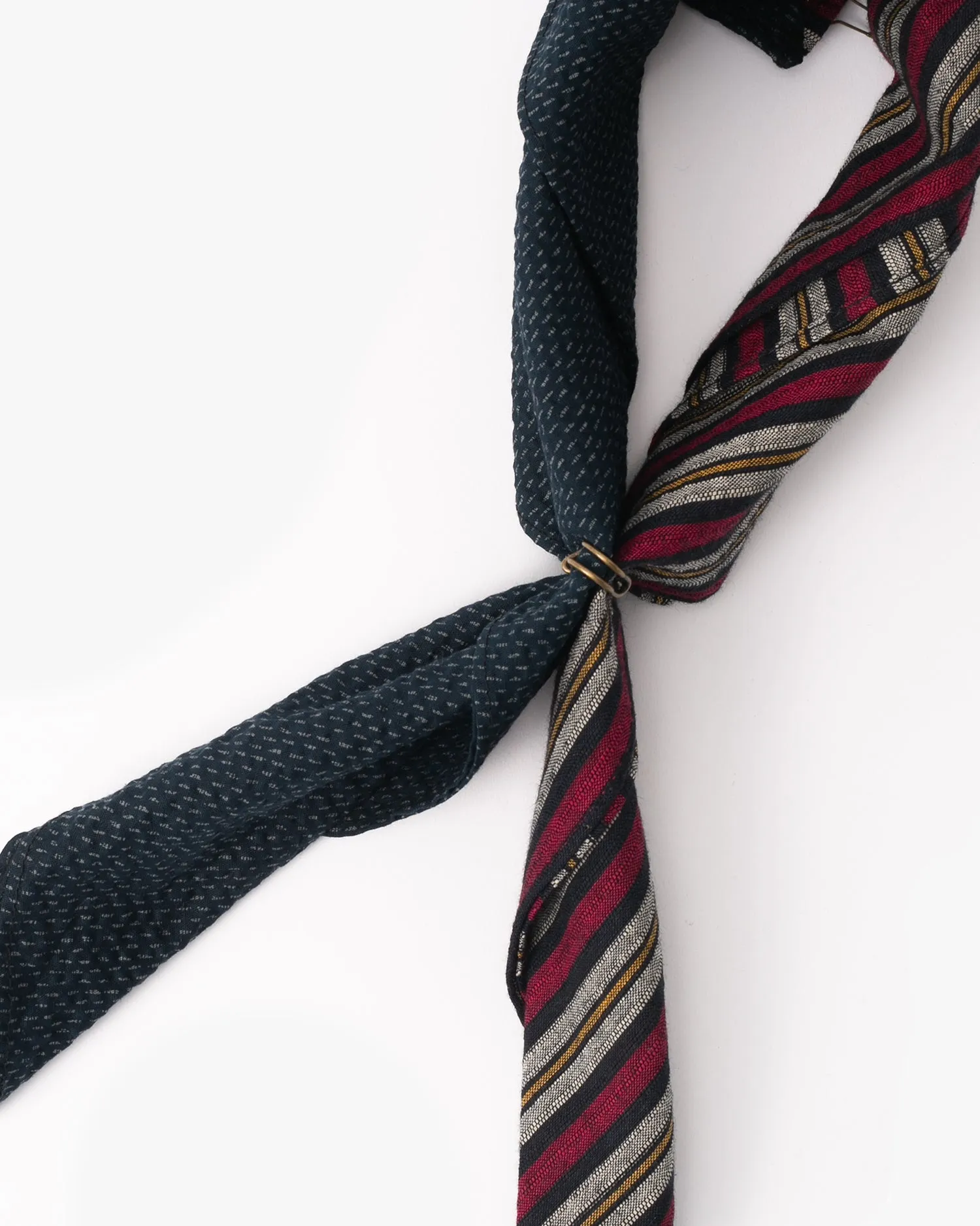 Kiriko Original Bandana, Split, Variated Red Shima with Dotted Indigo Seersucker sold by Kiriko product image thumbnail 5