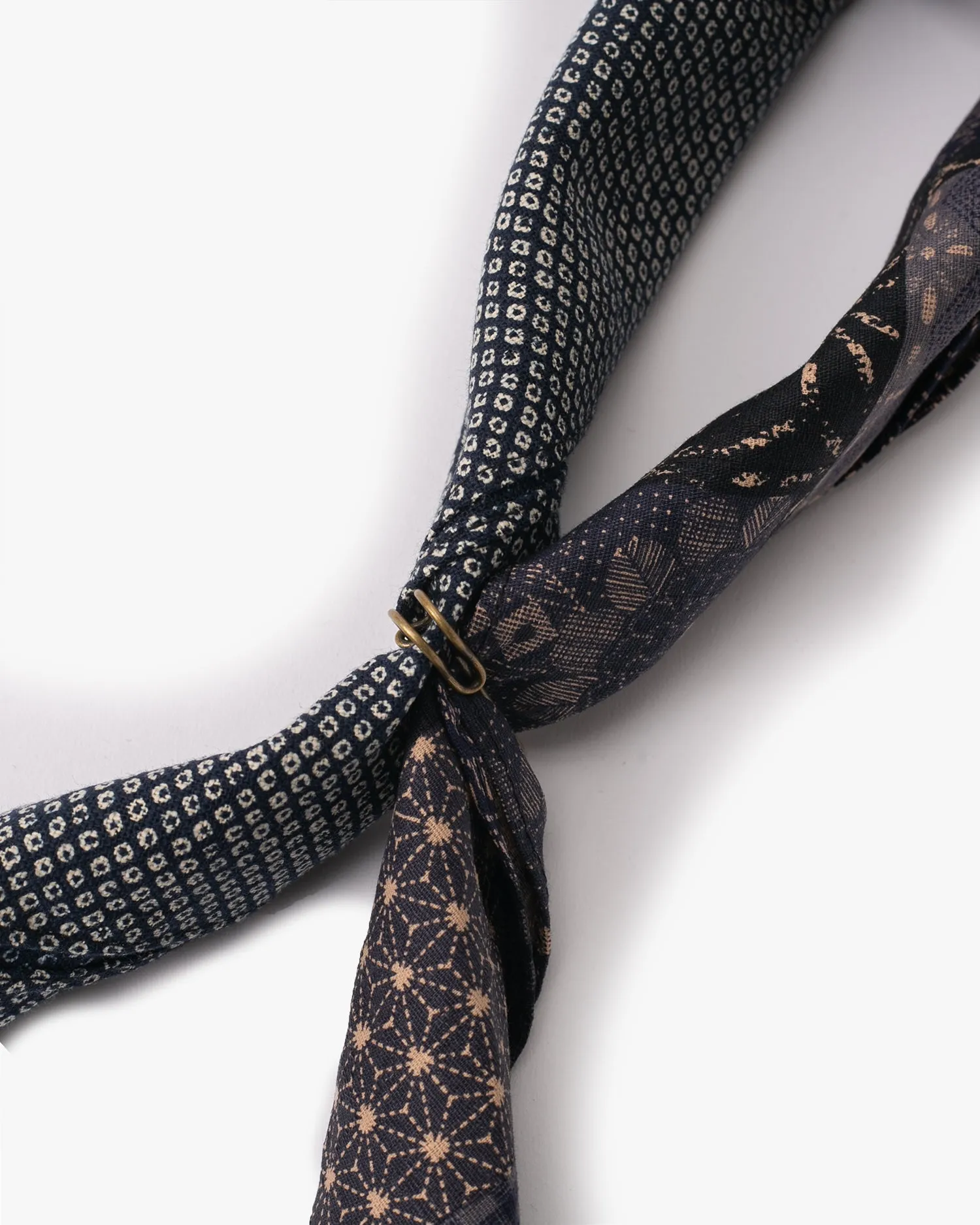 Kiriko Original Bandana, Split, Dark Indigo Patchwork Style with Indigo Shibori sold by Kiriko product image thumbnail 5