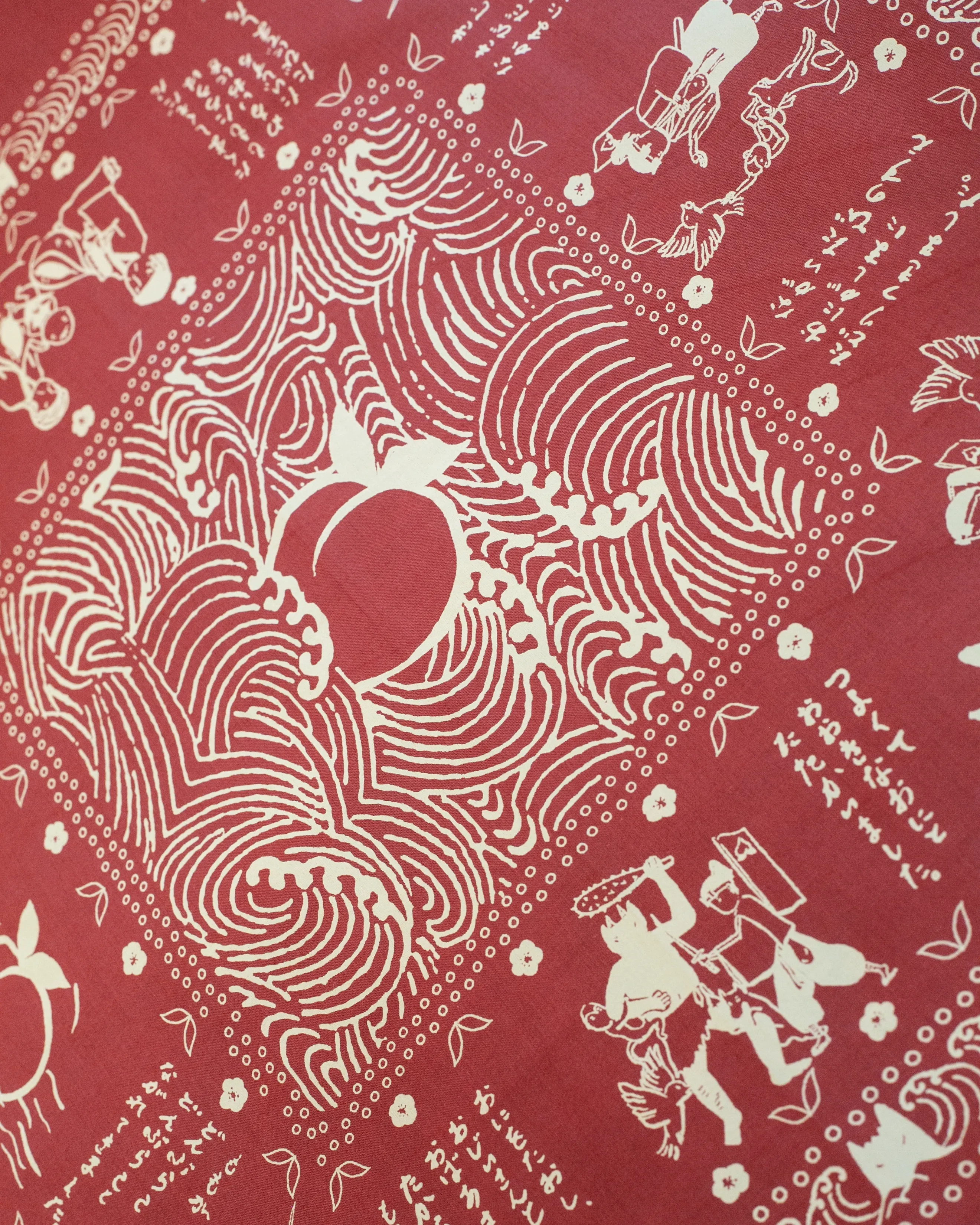 Kiriko Original Screen Printed, Custom-Dyed Bandana, Momotaro - Red sold by Kiriko product image thumbnail 2