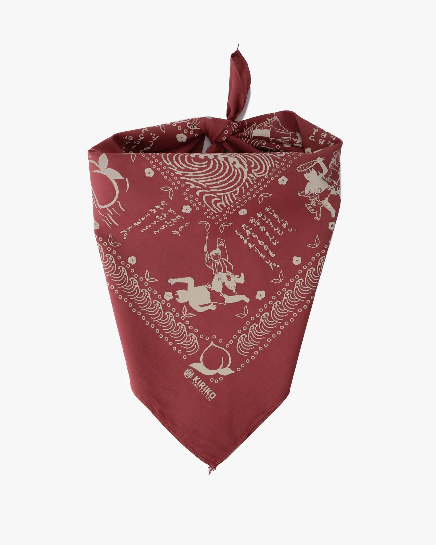 Kiriko Original Screen Printed, Custom-Dyed Bandana, Momotaro - Red sold by Kiriko product image thumbnail 3