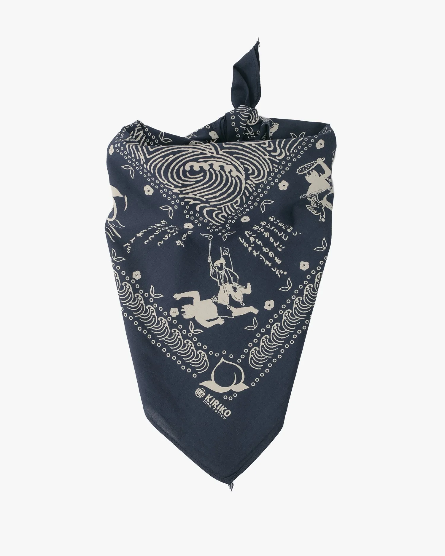 Kiriko Original Screen Printed, Custom-Dyed Bandana, Momotaro - Blue sold by Kiriko product image thumbnail 2