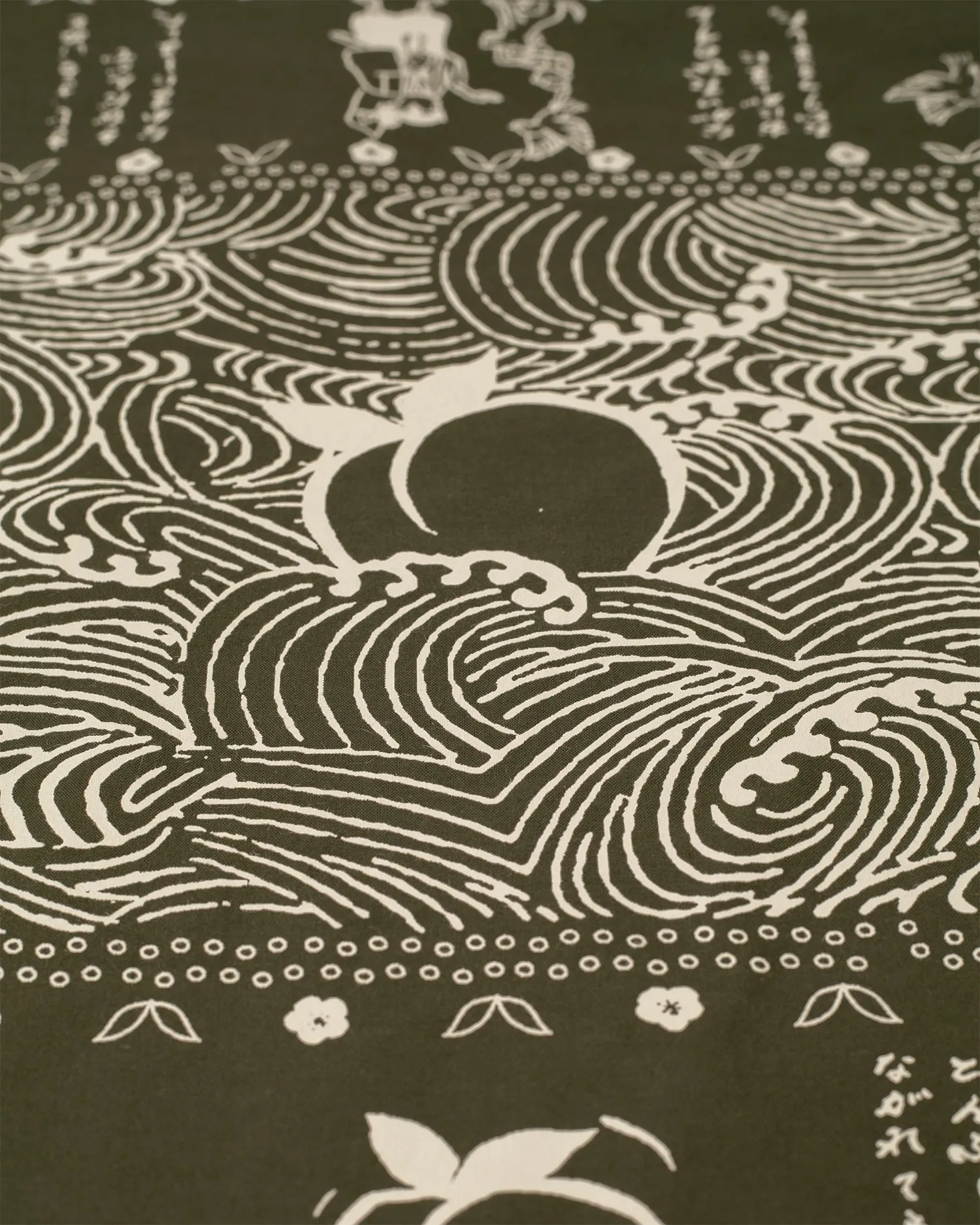 Kiriko Original Screen Printed, Custom-Dyed Bandana, Momotaro - Dark Green sold by Kiriko product image thumbnail 4