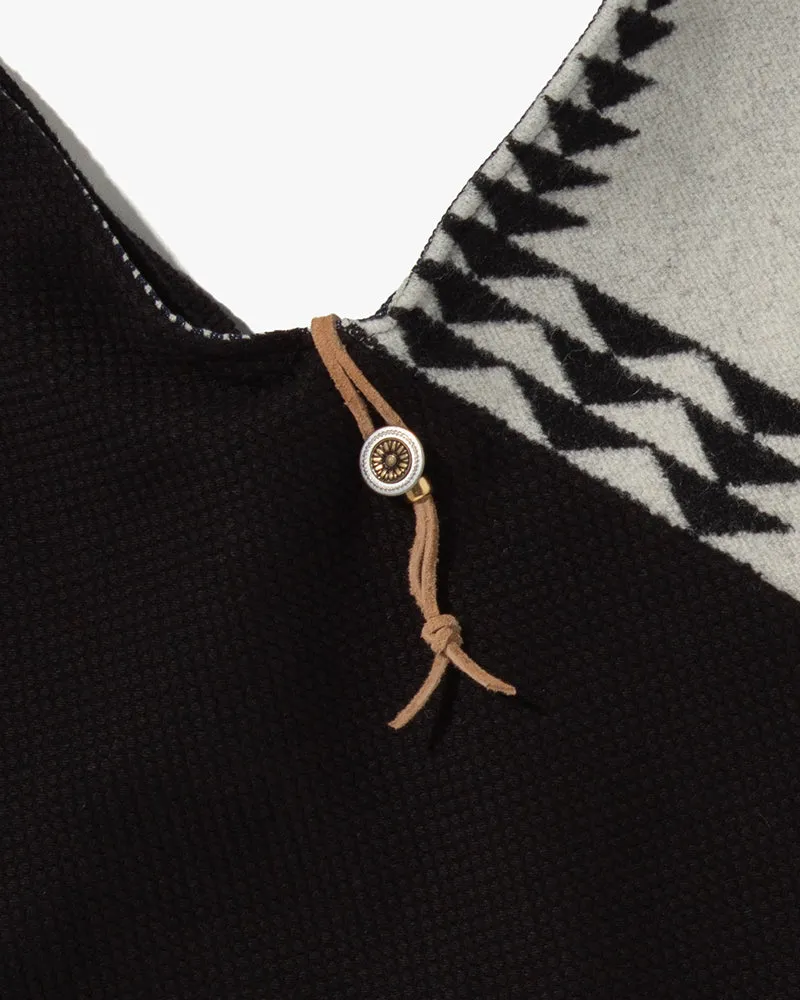 Kiriko Original Tsuno Tote, Sashi-Ori, Black with Black and White Wool Pendleton Fabric sold by Kiriko product image thumbnail 5