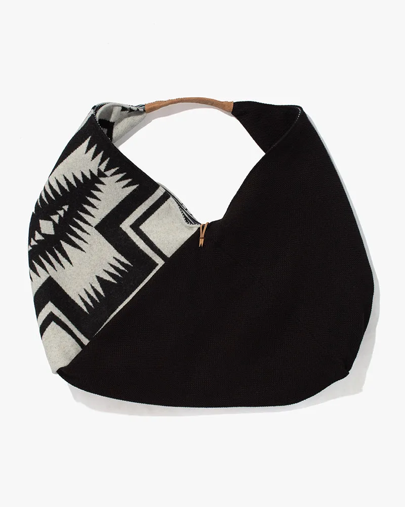 Kiriko Original Tsuno Tote, Sashi-Ori, Black with Black and White Wool Pendleton Fabric sold by Kiriko product image thumbnail 4