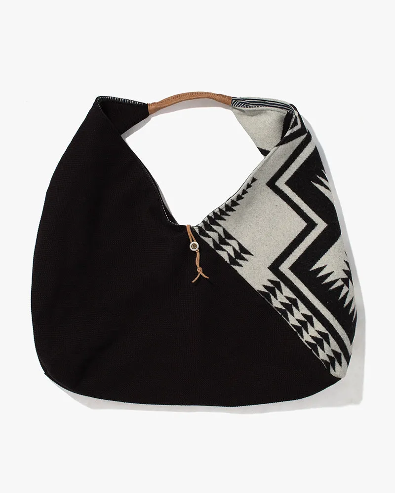 Kiriko Original Tsuno Tote, Sashi-Ori, Black with Black and White Wool Pendleton Fabric sold by Kiriko product image thumbnail 3