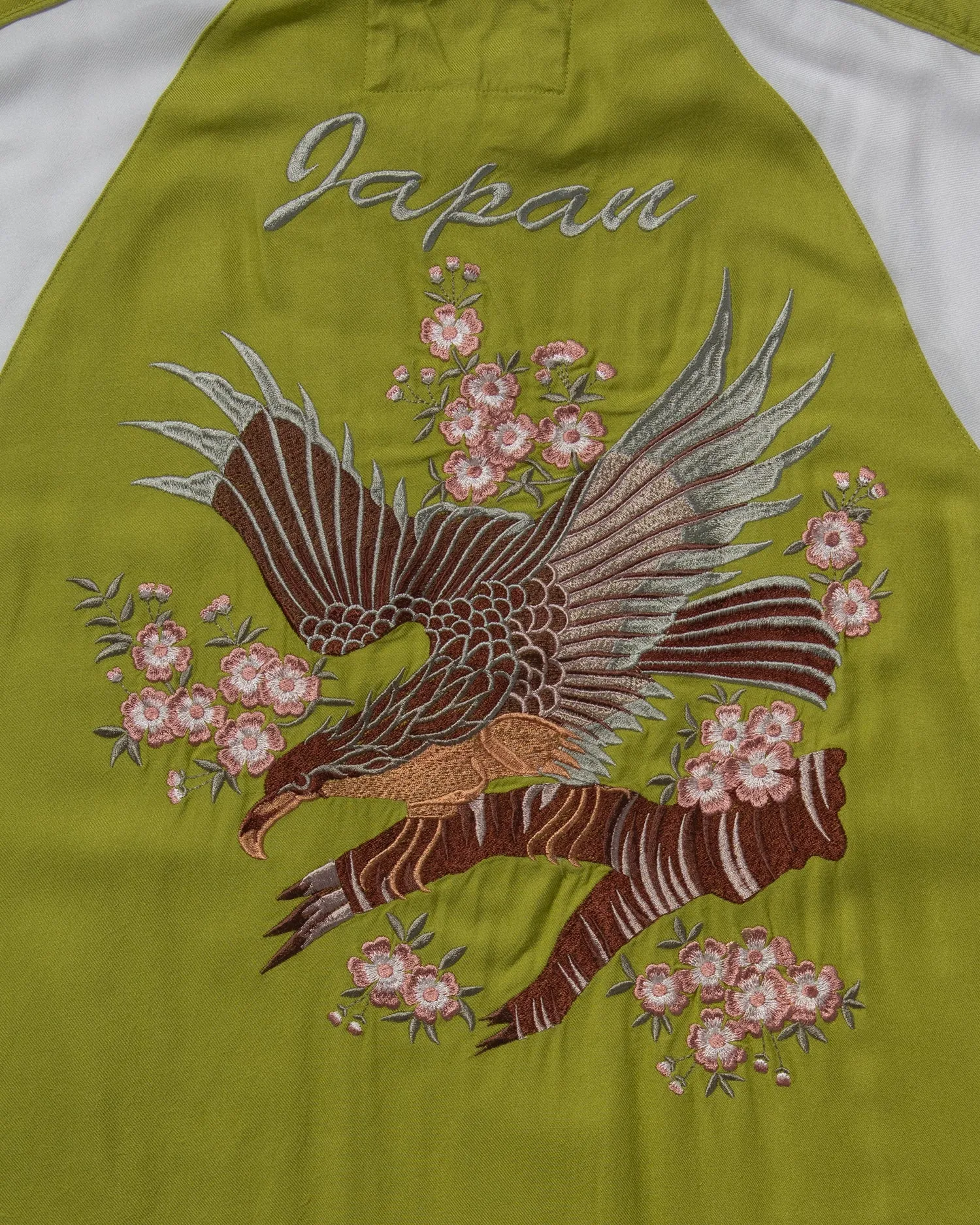 Japanese Repro, Short Sleeve Aloha Shirt, Houston Brand, Lime Green with Eagle and Cherry Blossoms - L sold by Kiriko product image thumbnail 5