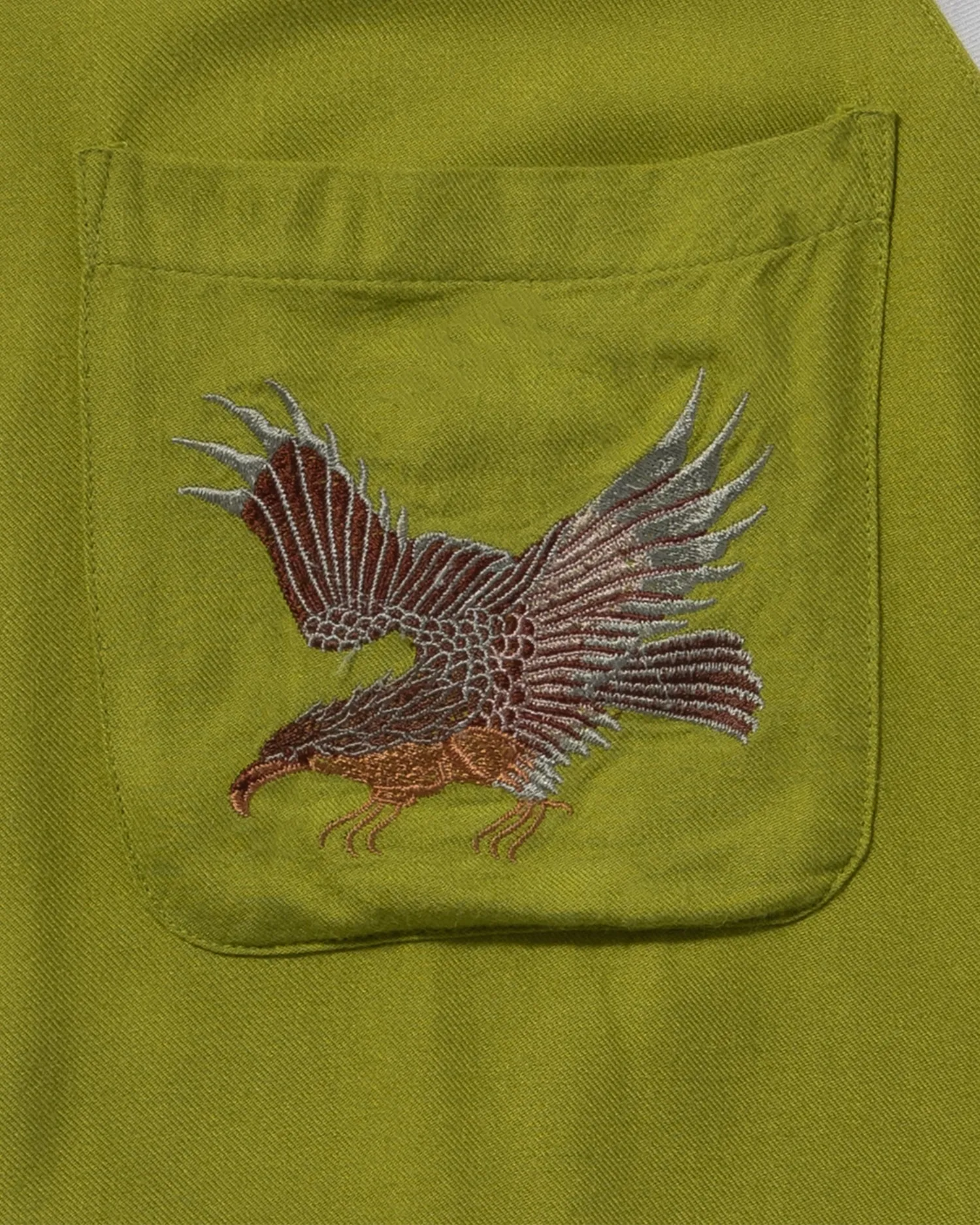 Japanese Repro, Short Sleeve Aloha Shirt, Houston Brand, Lime Green with Eagle and Cherry Blossoms - L sold by Kiriko product image thumbnail 4